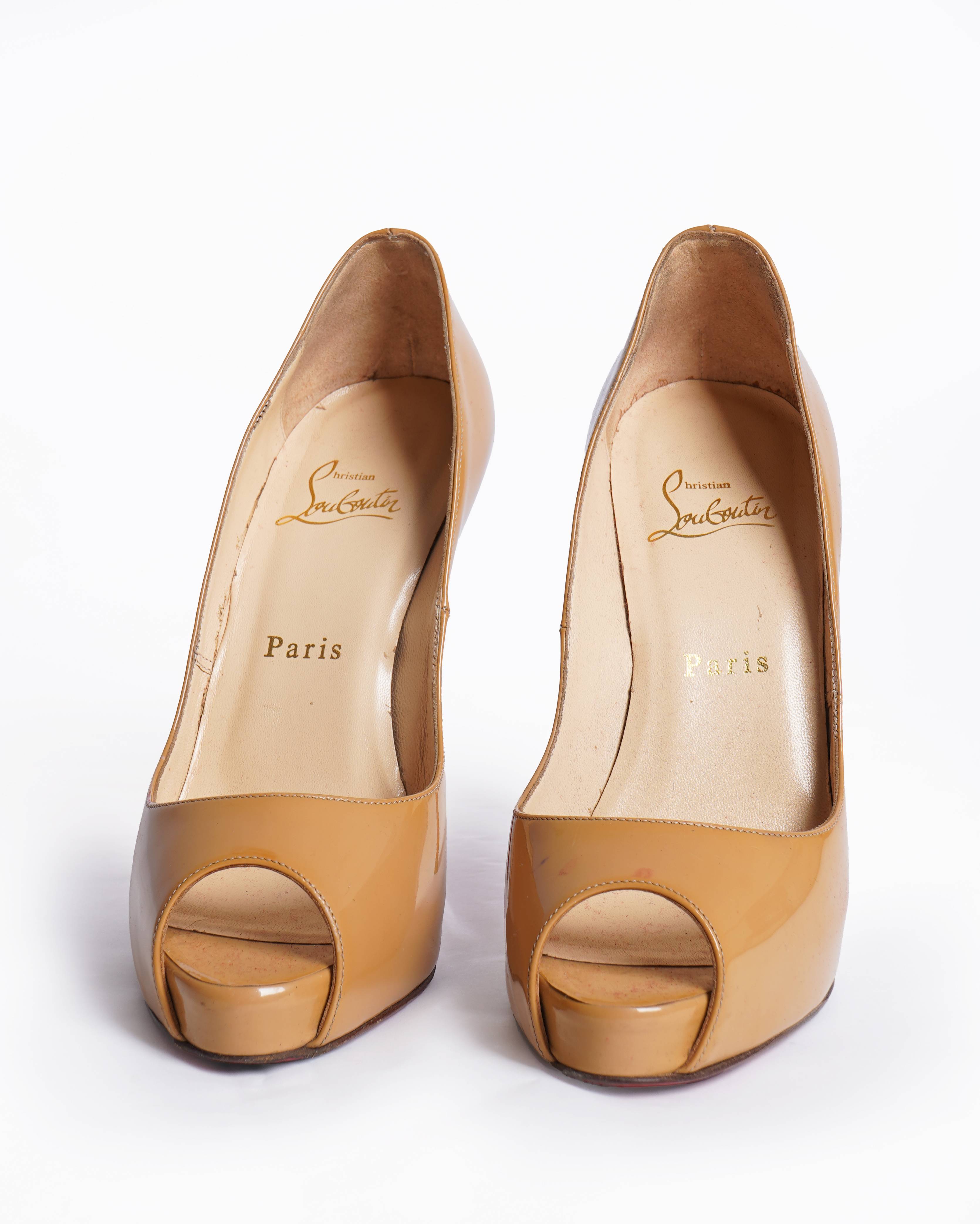 Christian Louboutin Patent Leather Peep Toe Pumps