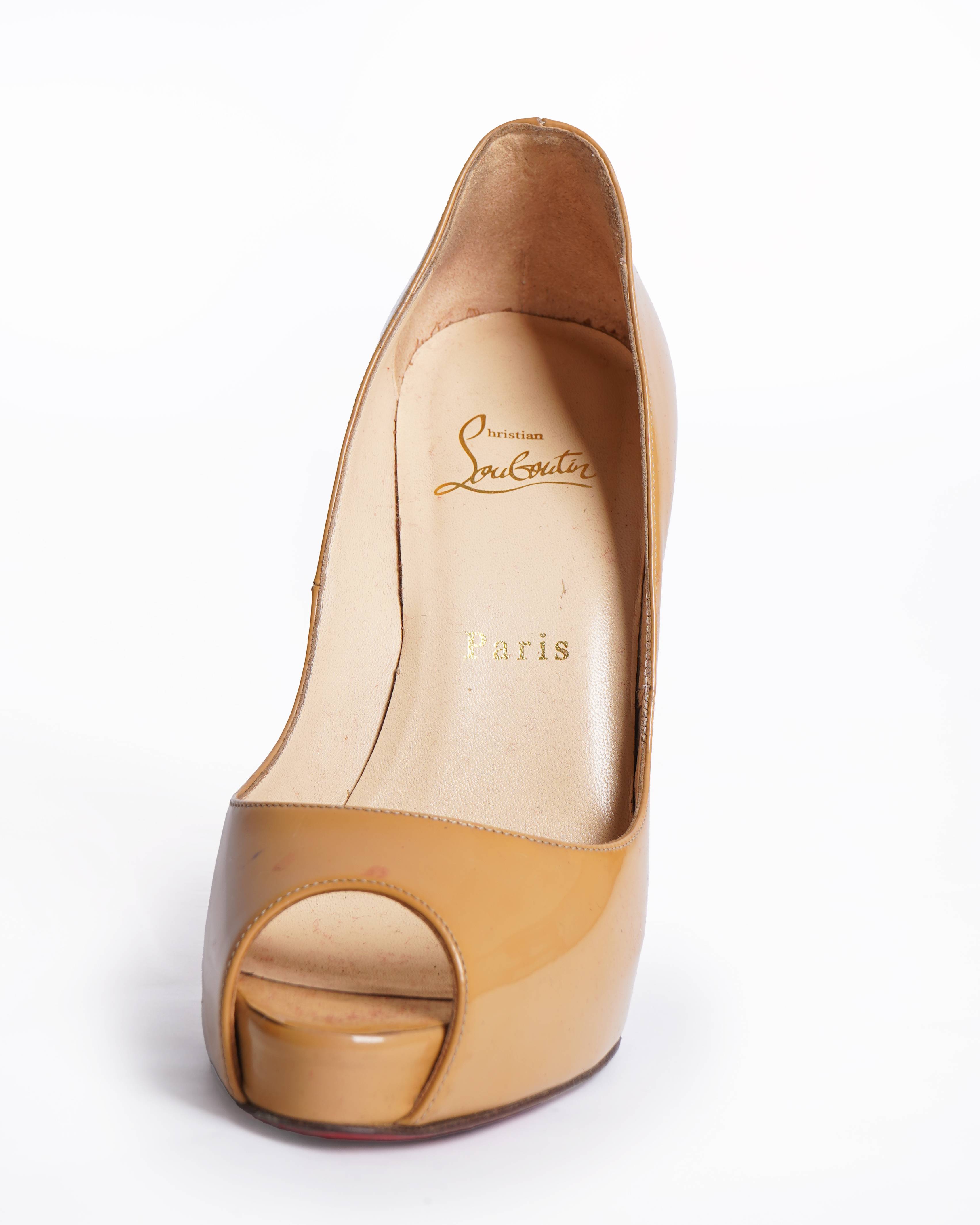Christian Louboutin Patent Leather Peep Toe Pumps