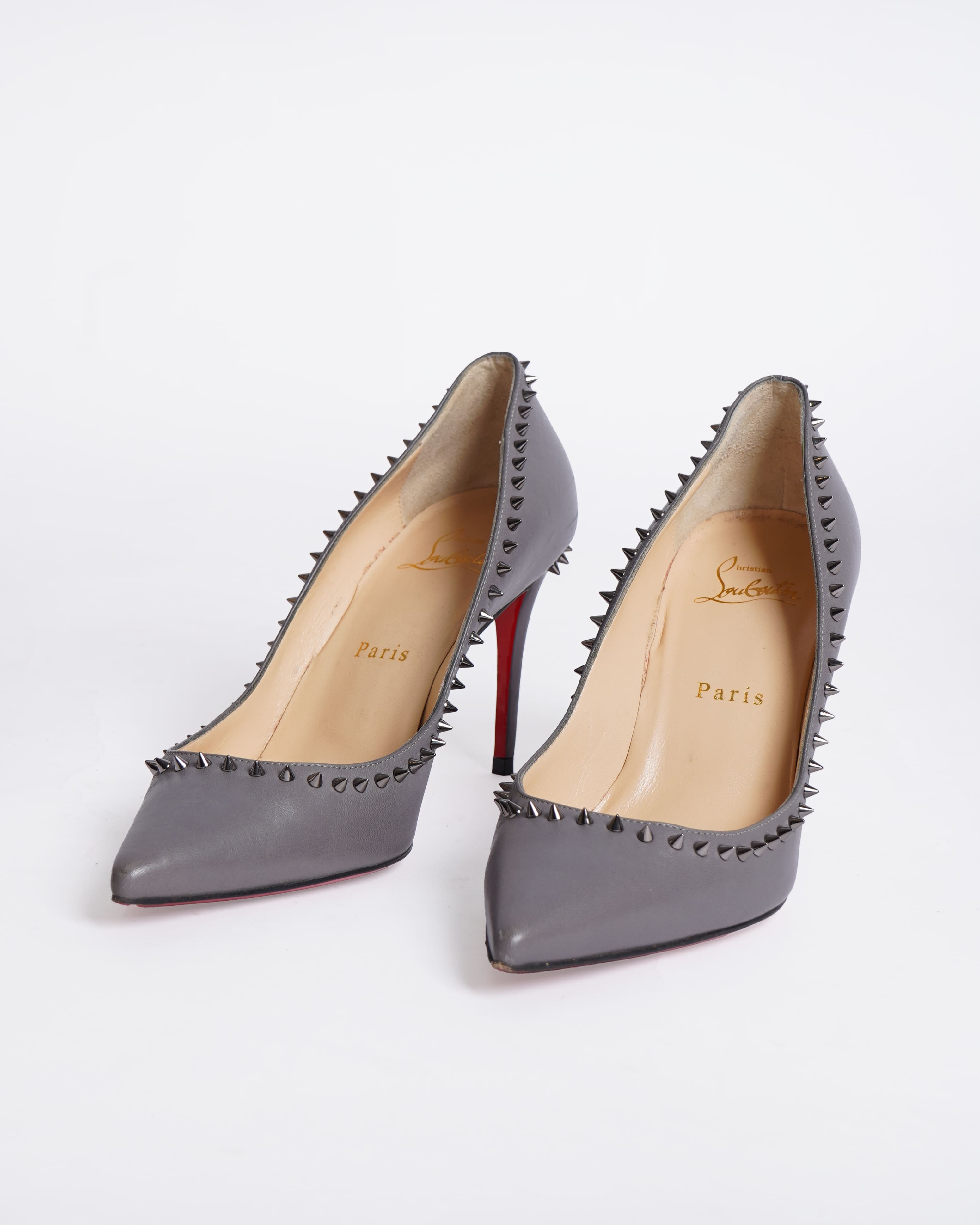 Christian Louboutin Spike Heels In Grey