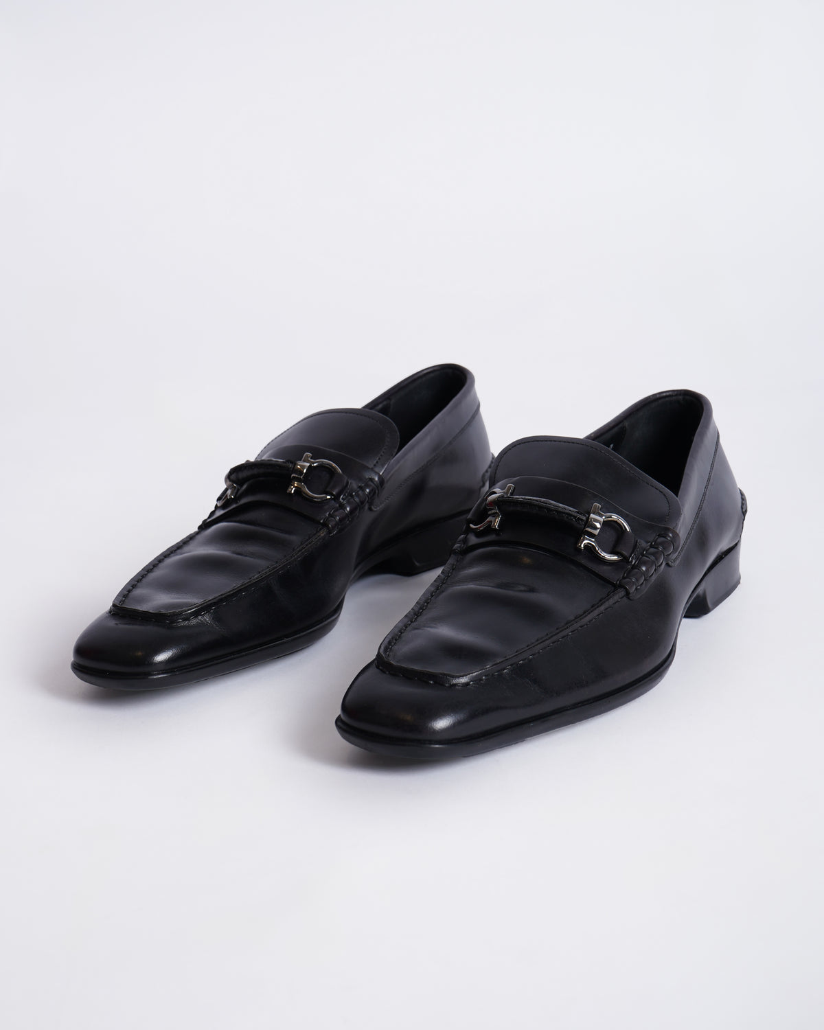 Salvatore Ferragamo Black Leather Loafers Shoes