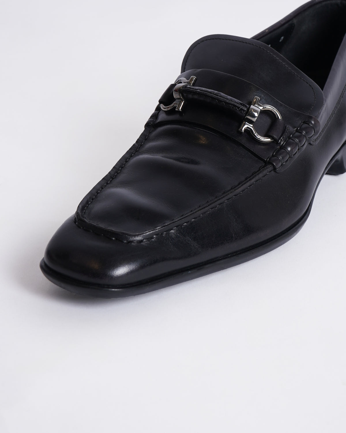 Salvatore Ferragamo Black Leather Loafers Shoes