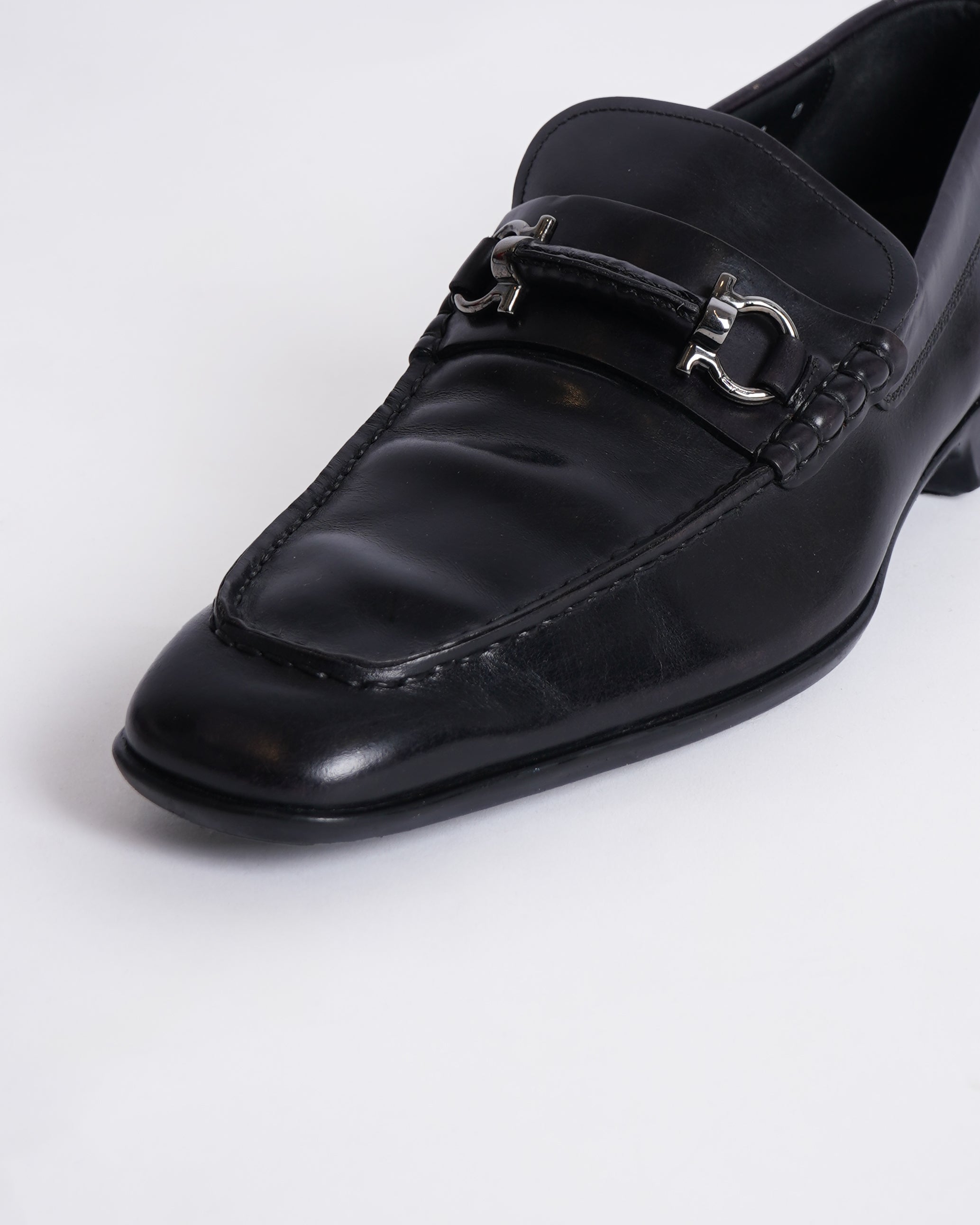 Salvatore Ferragamo Black Leather Loafers Shoes