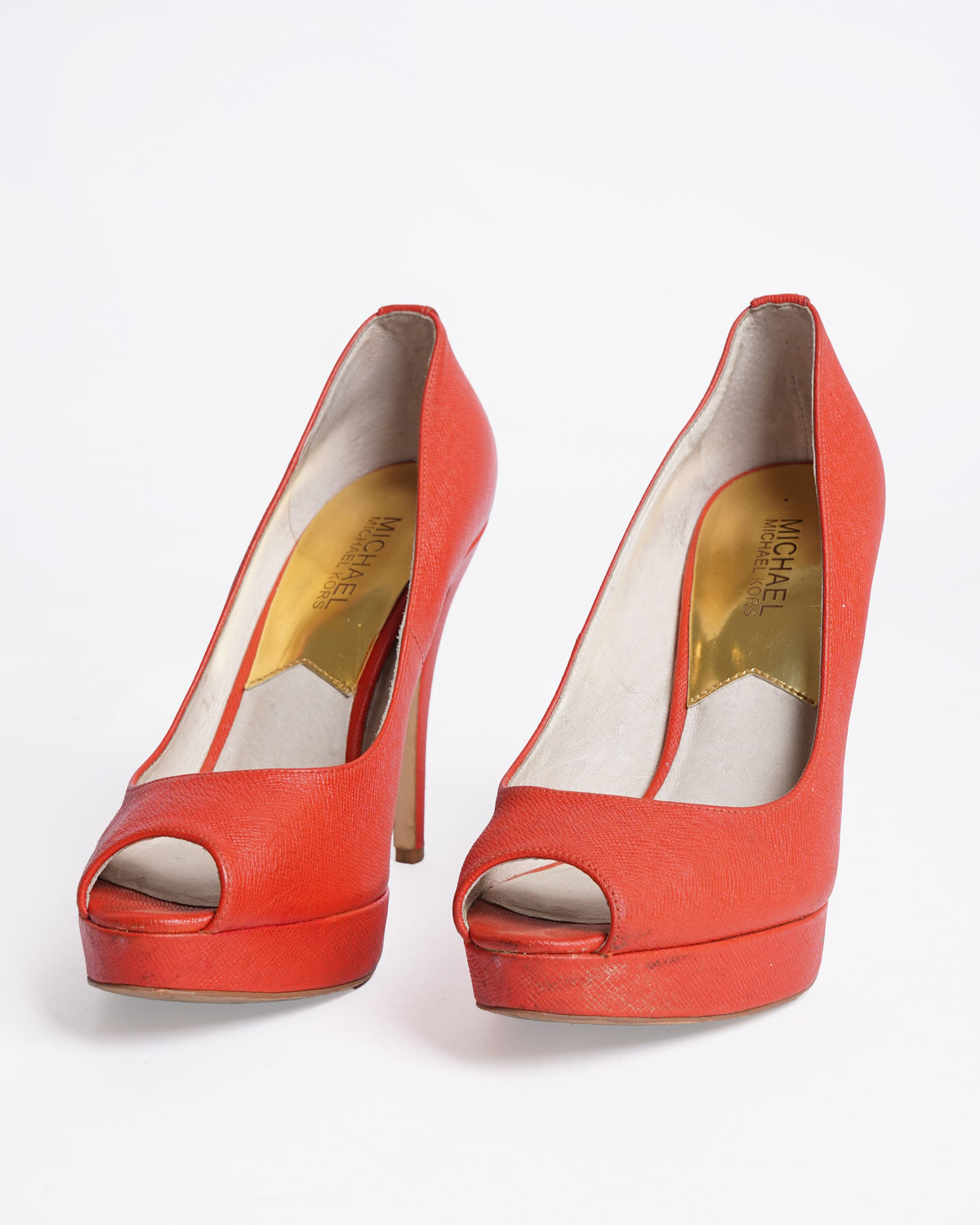 Michael Kors Peep Toe Pumps In Red