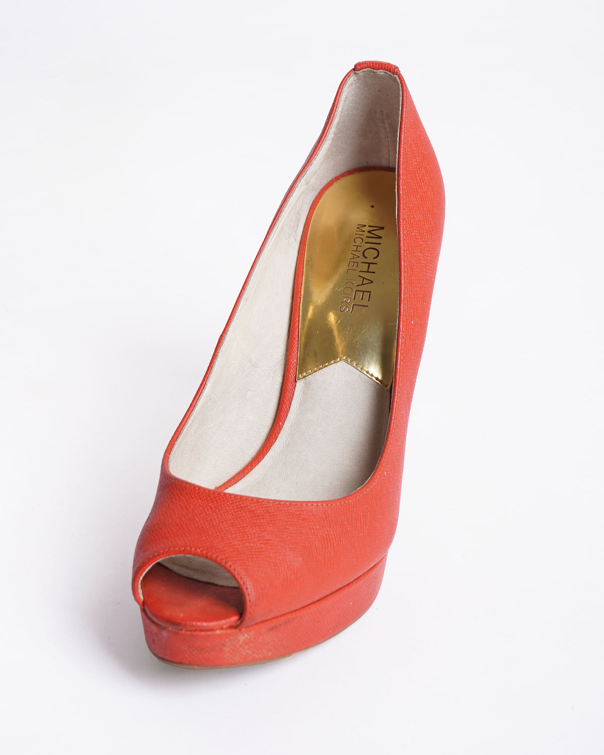 Michael Kors Peep Toe Pumps In Red