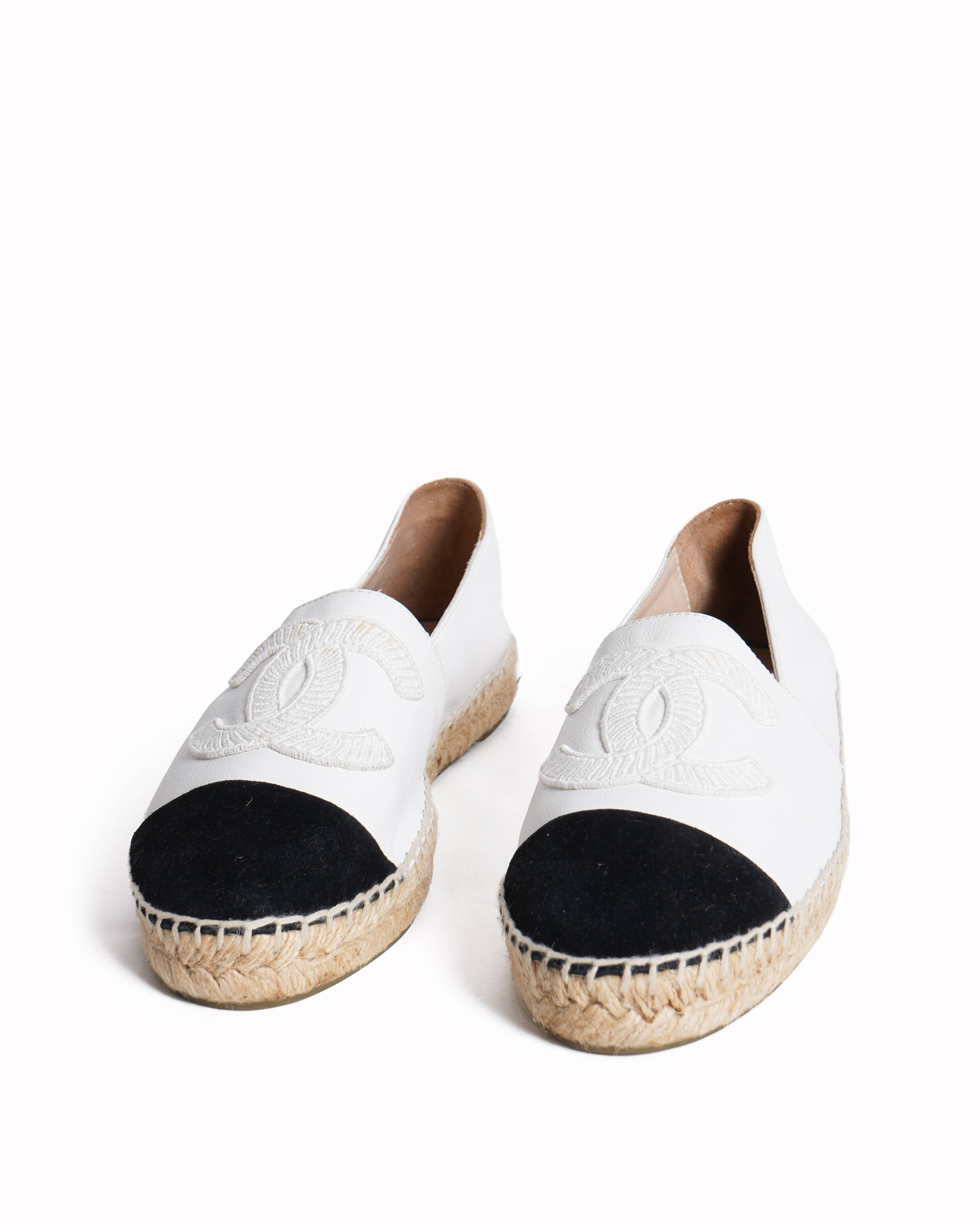Chanel black and white espadrilles