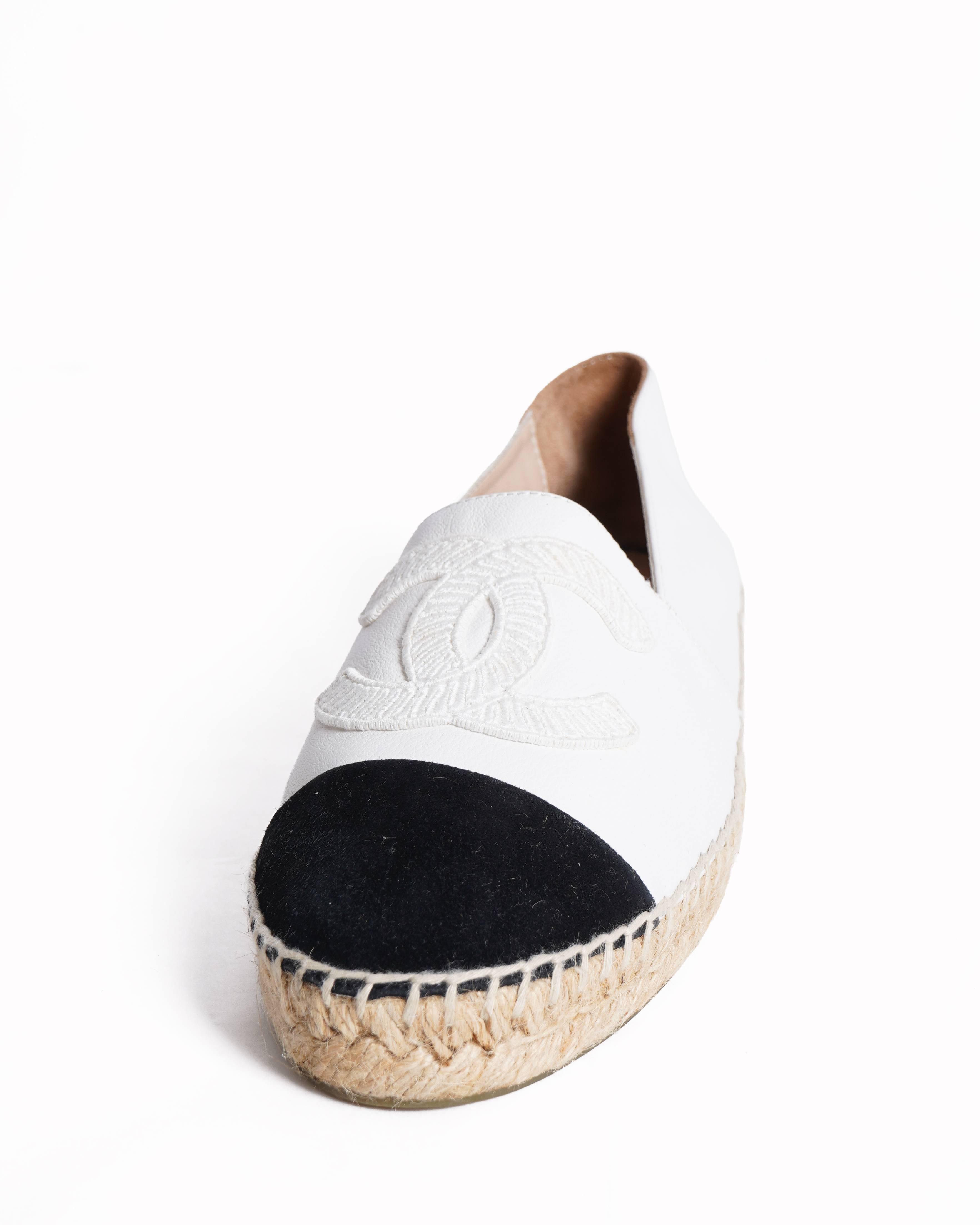 Chanel black and white espadrilles