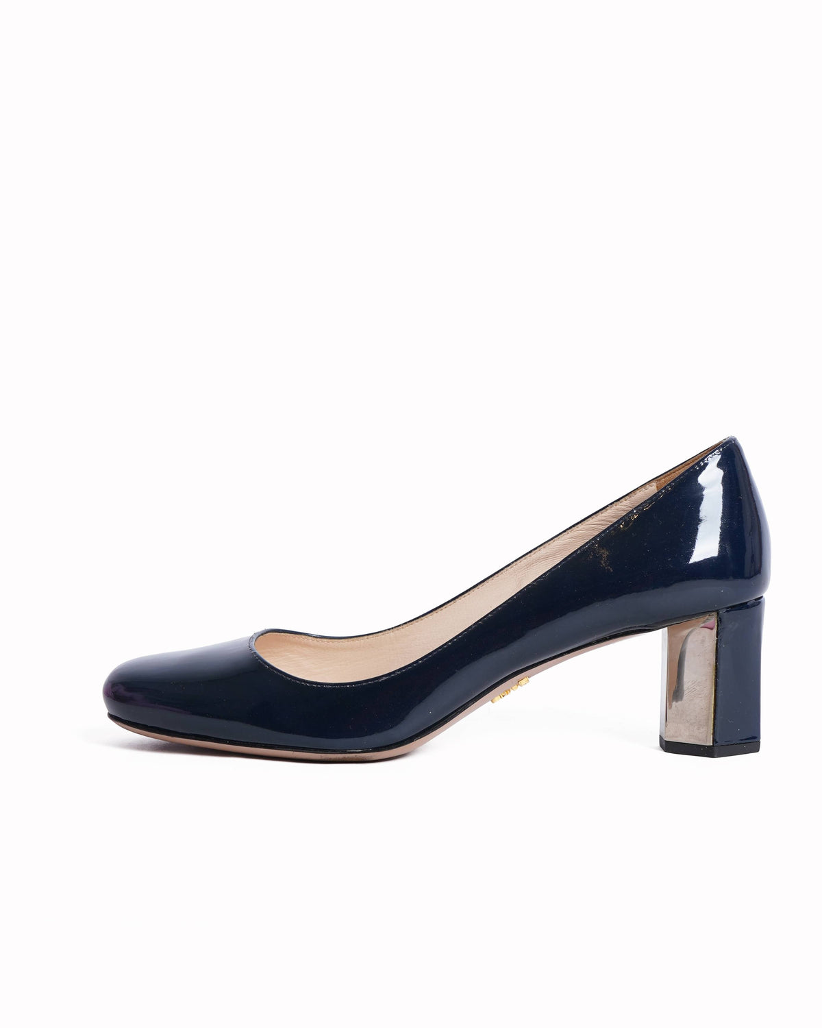 Prada navy blue patent leather pumps