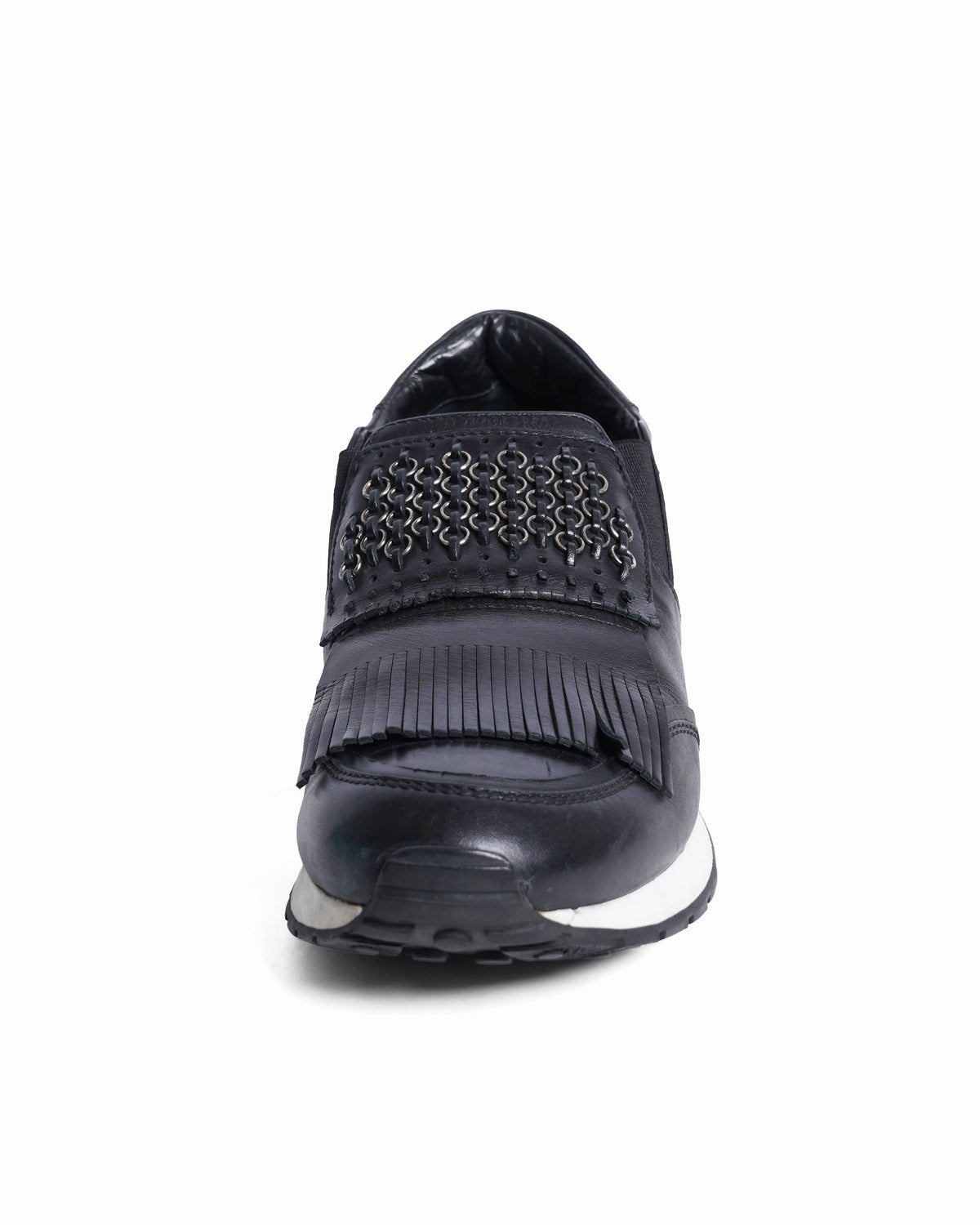 Tod's  Black Leather Sportivo Fringed Sneakers