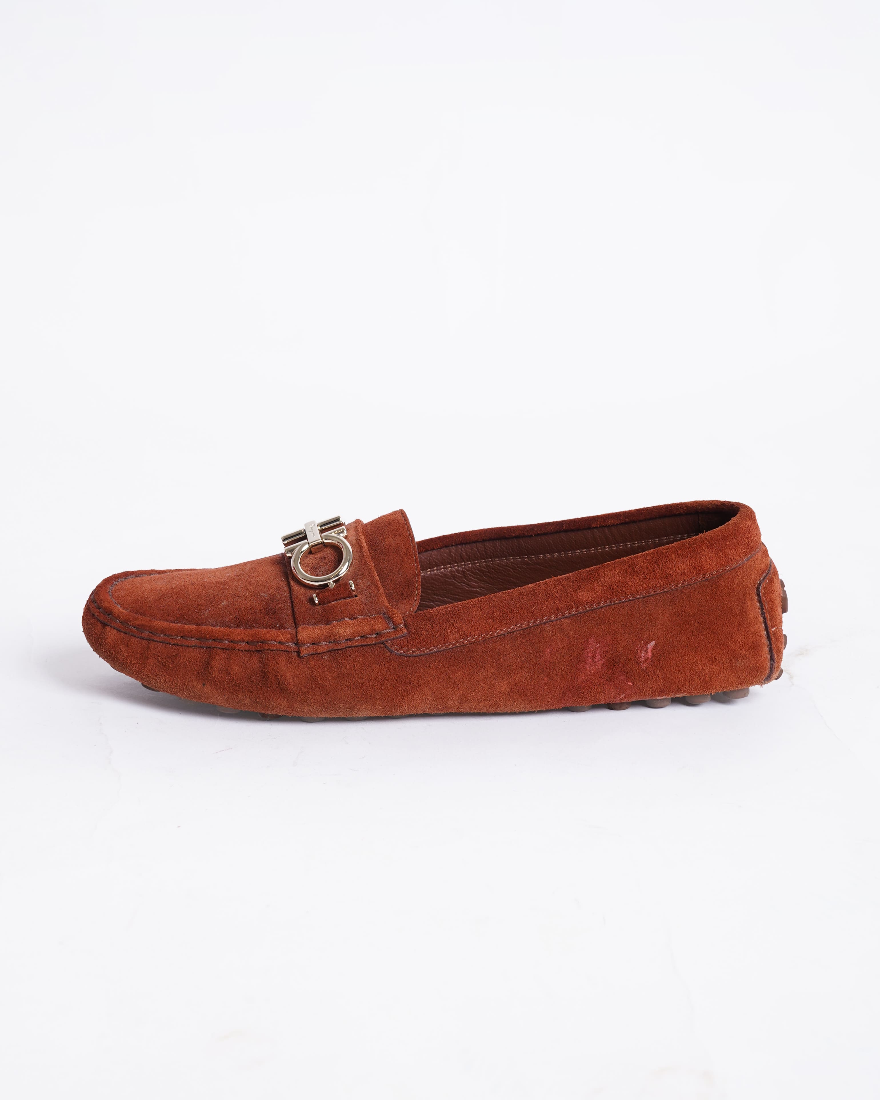 Salvatore Ferragamo Suede Women's Loafers In Rustic Orange