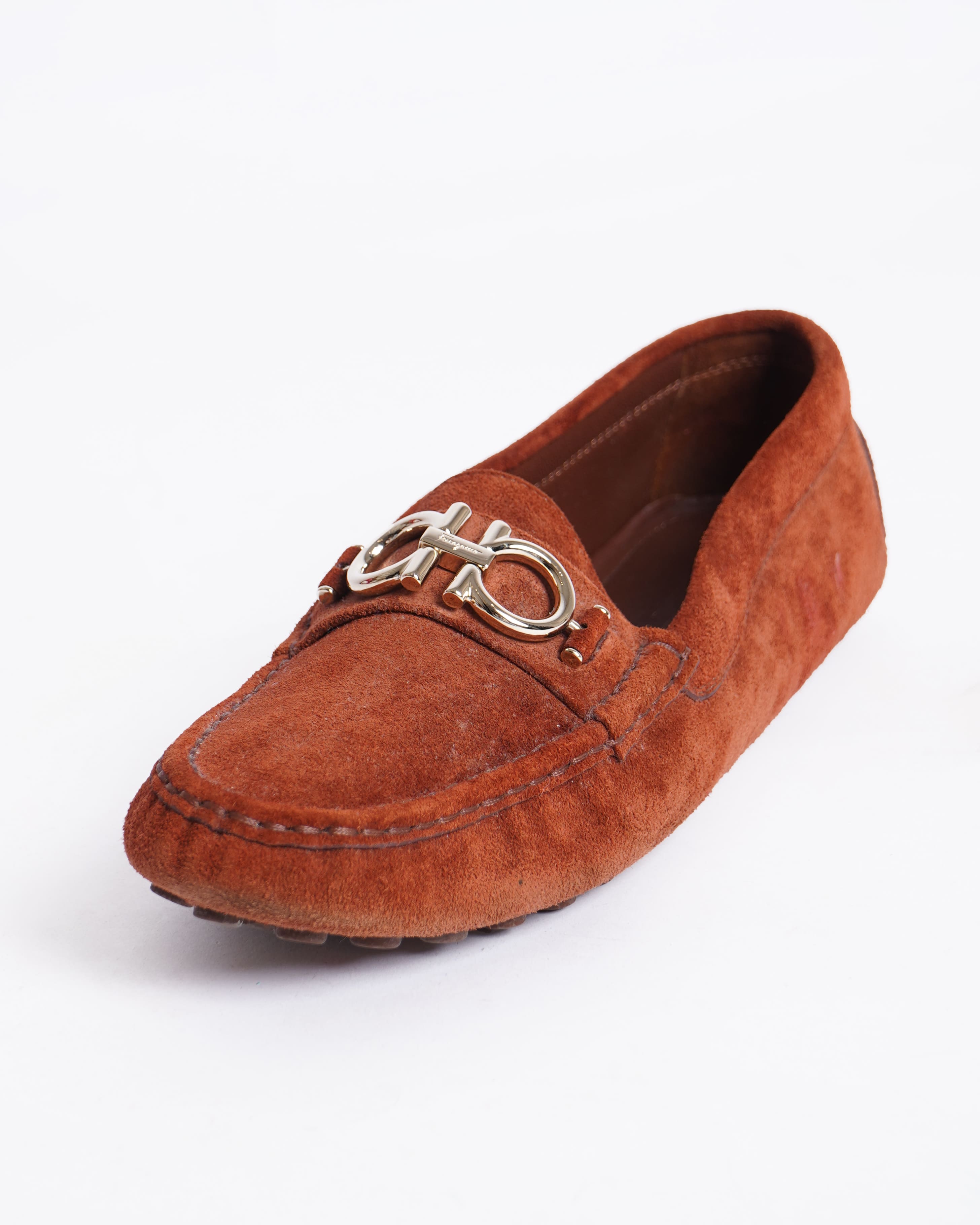 Salvatore Ferragamo Suede Women's Loafers In Rustic Orange