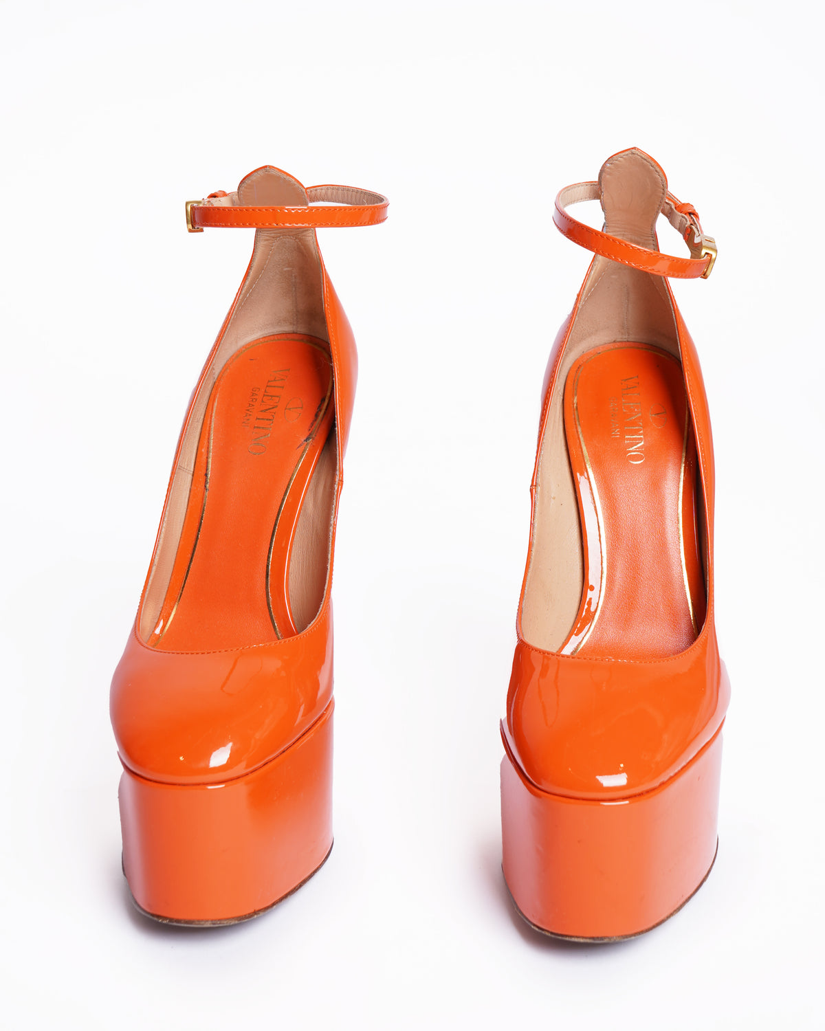Valentino Garavani orange platform heels