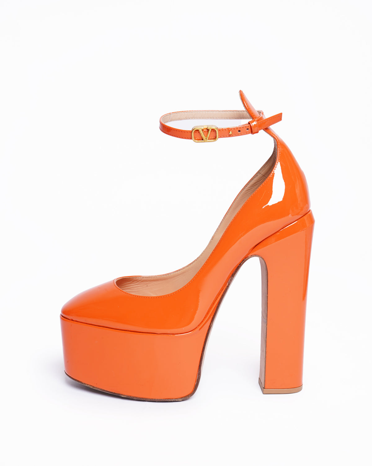 Valentino Garavani orange platform heels