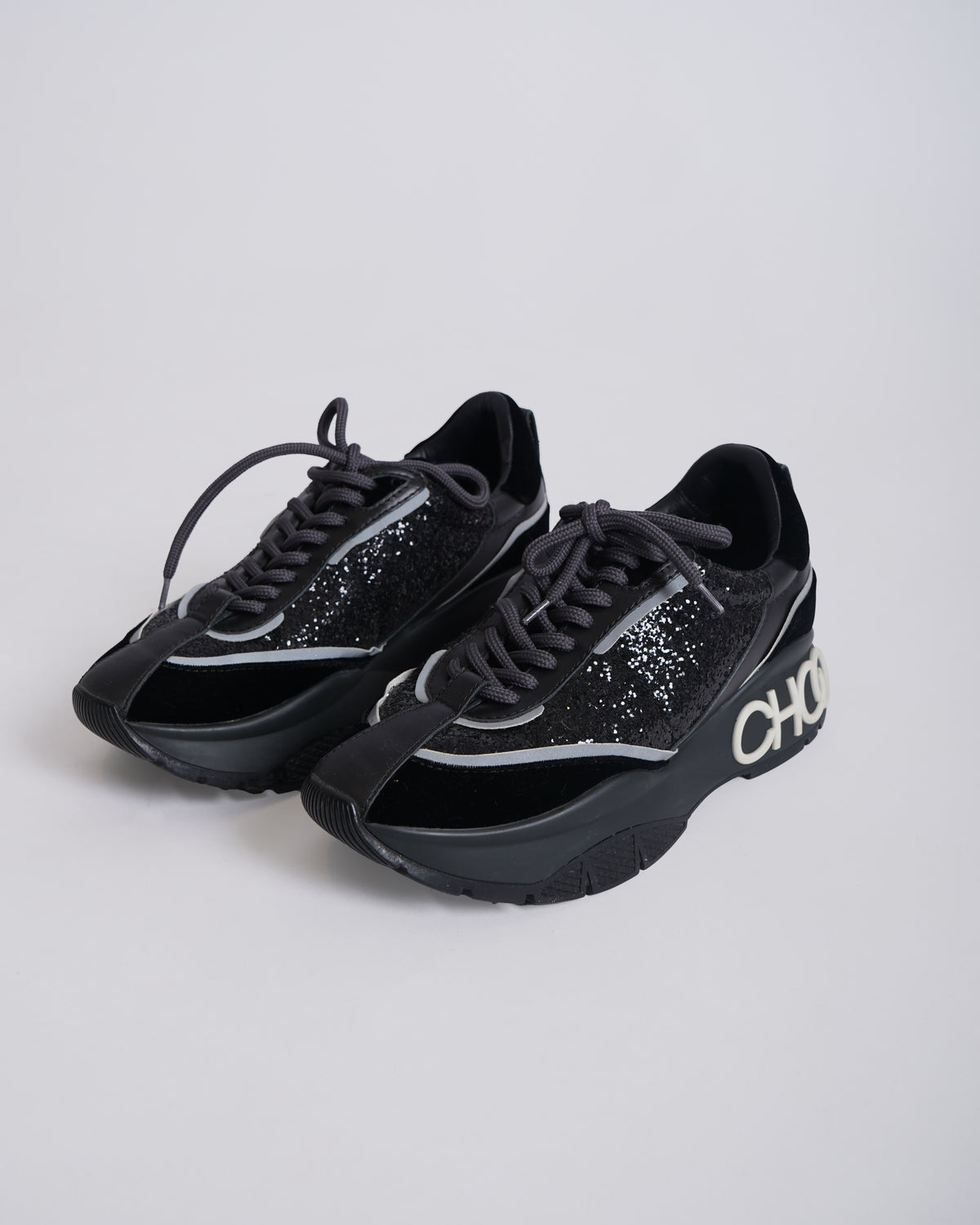 Jimmy Choo Leather Raine Sneakers in Black