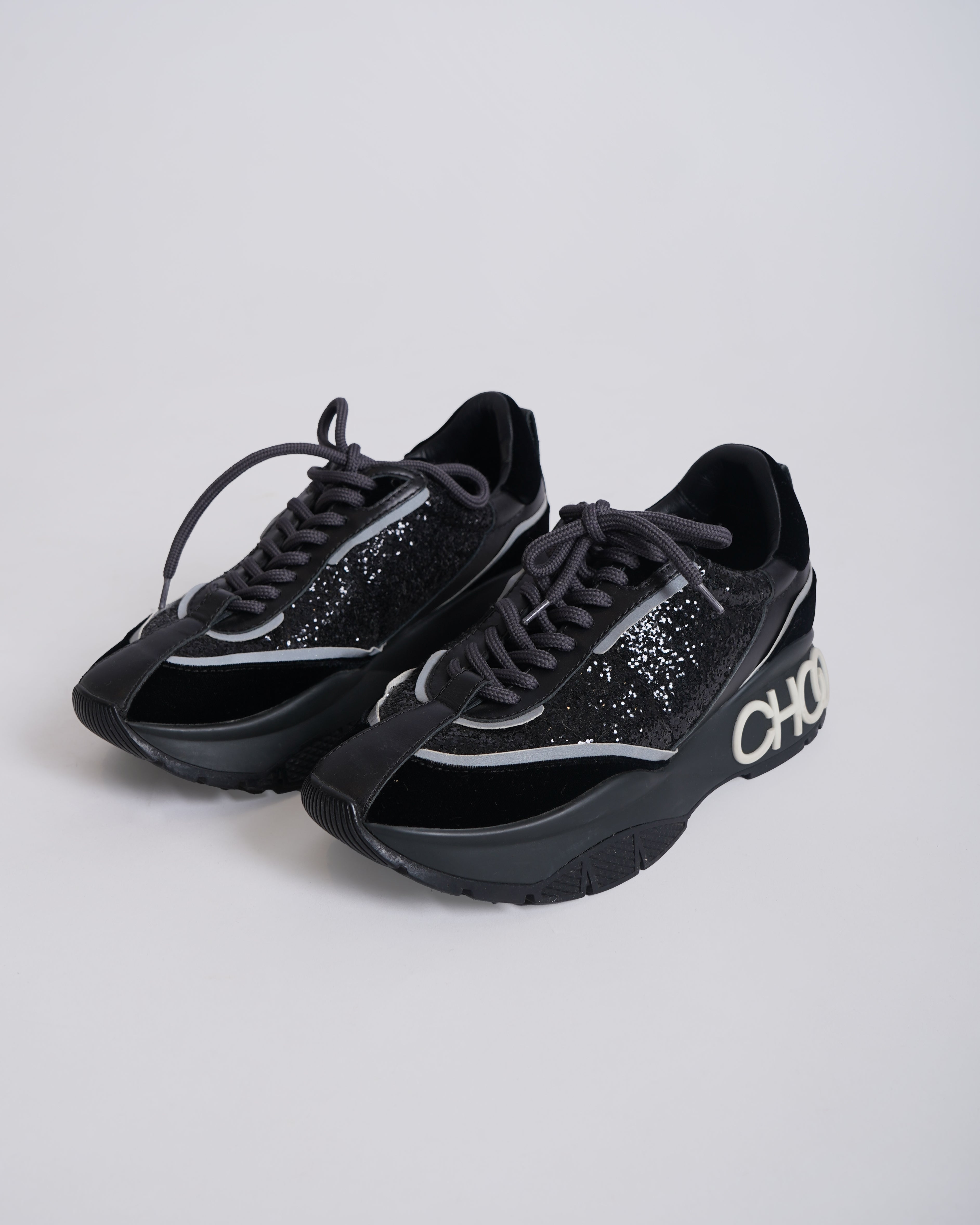 Jimmy Choo Leather Raine Sneakers in Black
