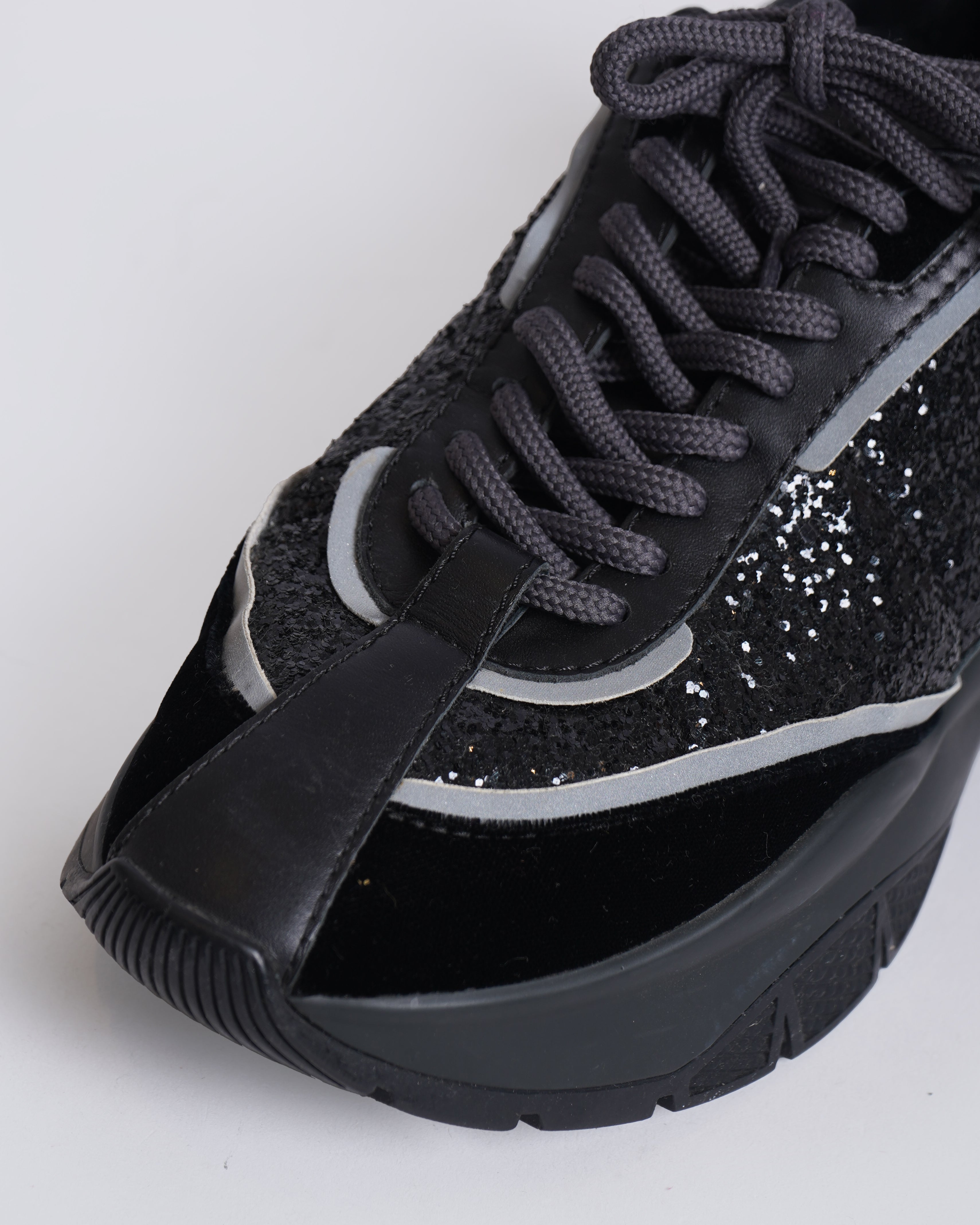Jimmy Choo Leather Raine Sneakers in Black