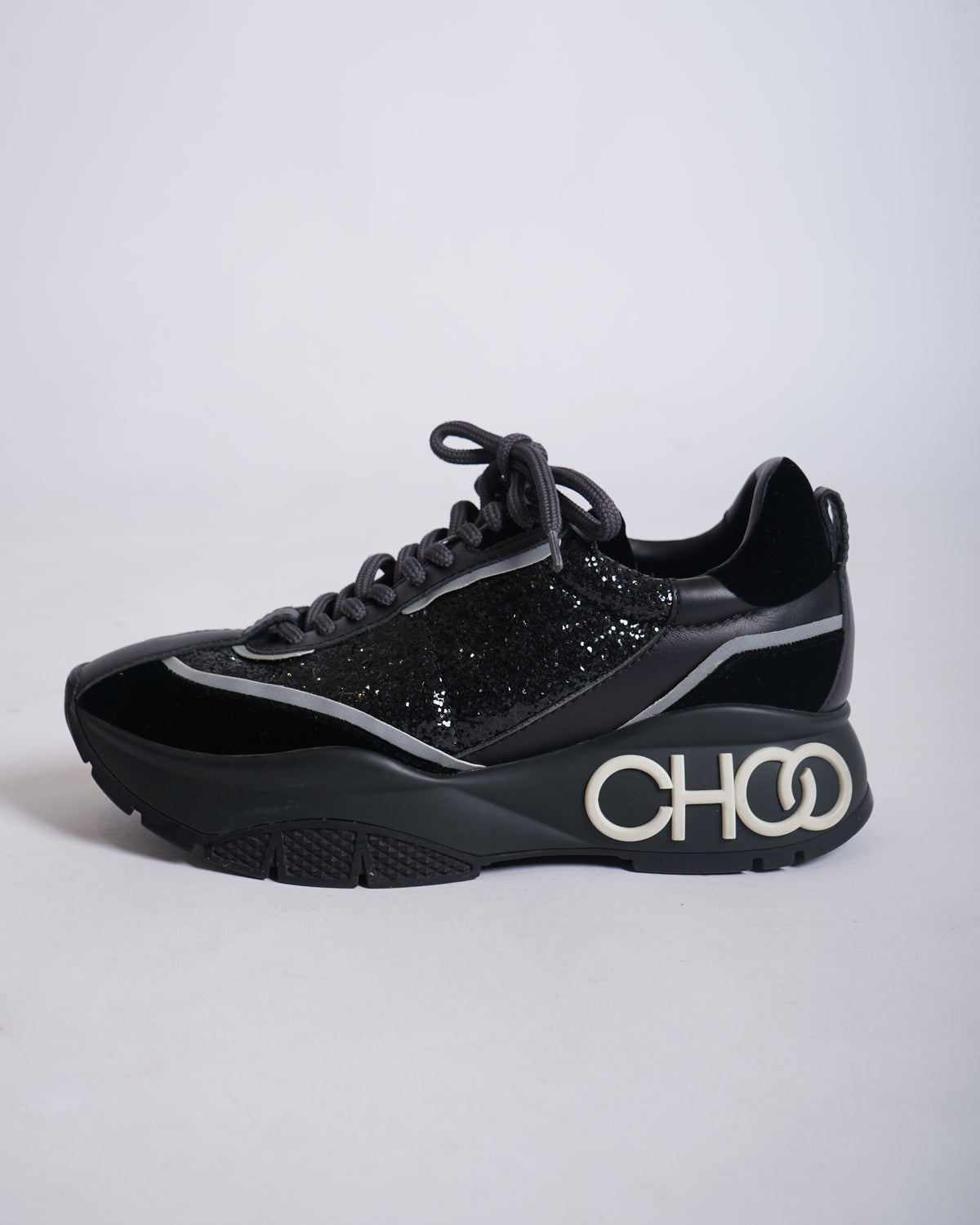 Jimmy Choo Leather Raine Sneakers in Black