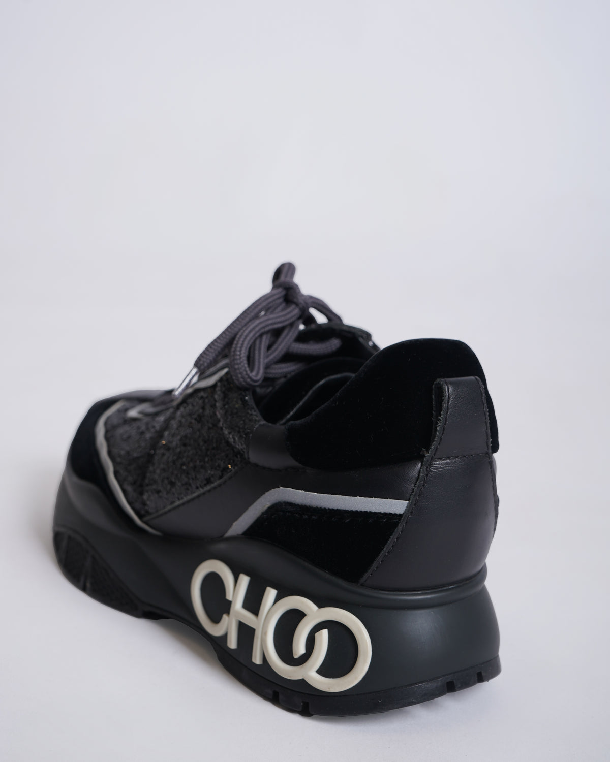 Jimmy Choo Leather Raine Sneakers in Black