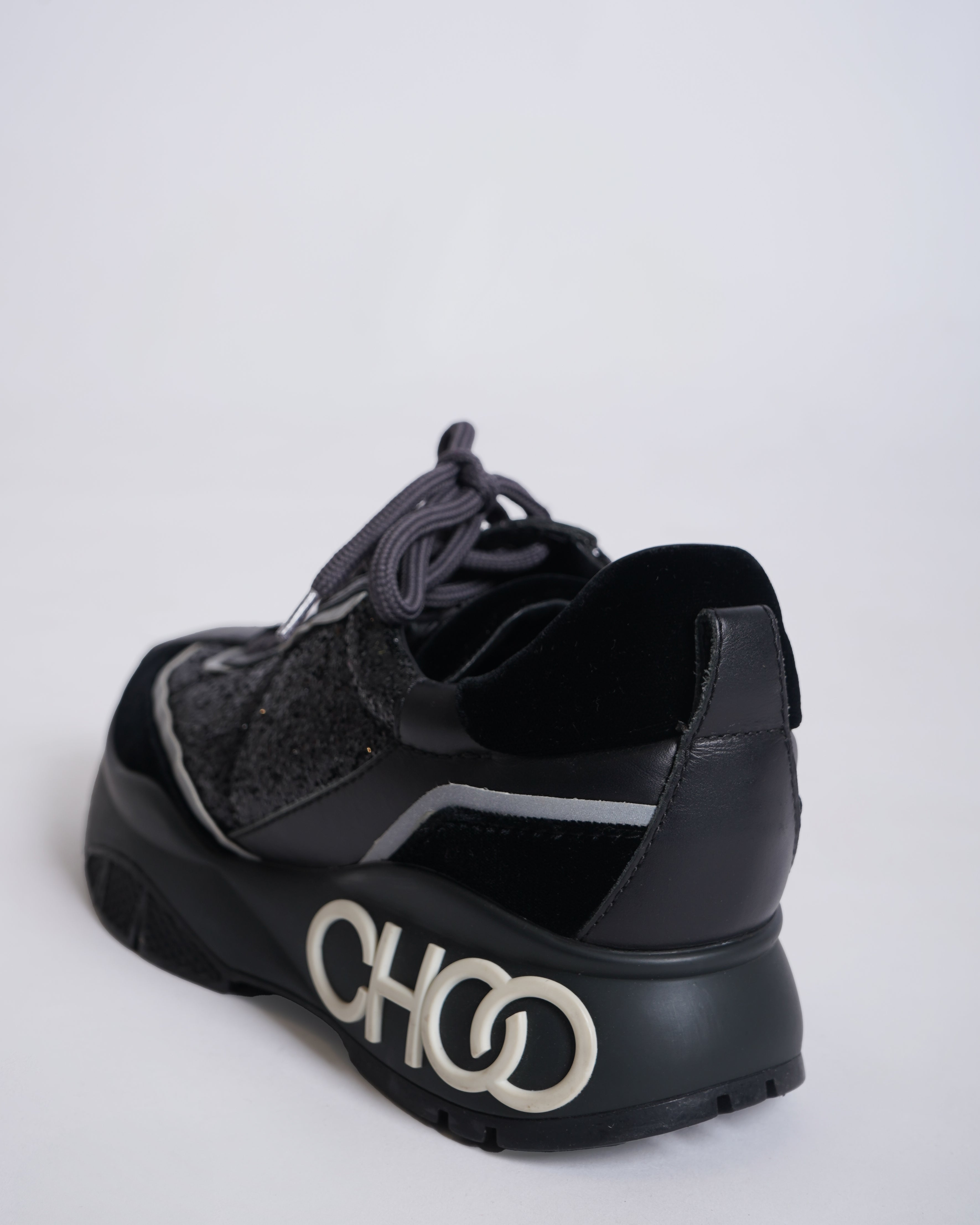 Jimmy Choo Leather Raine Sneakers in Black