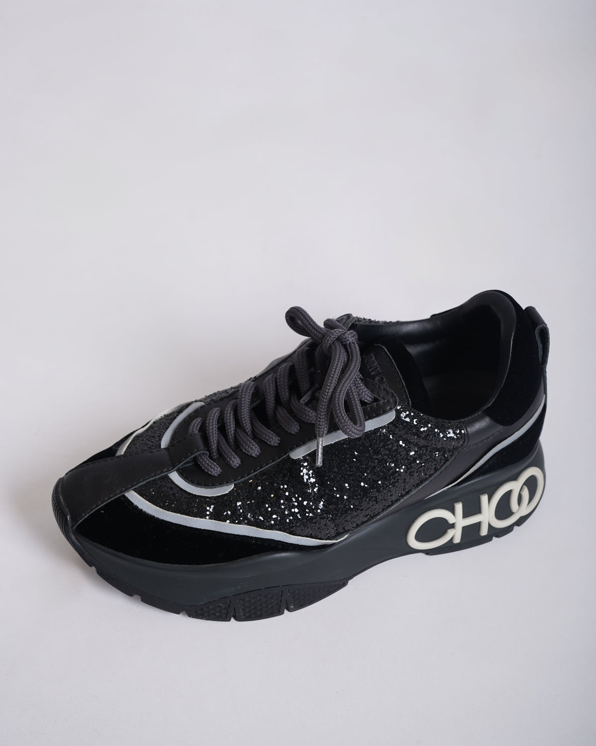Jimmy Choo Leather Raine Sneakers in Black