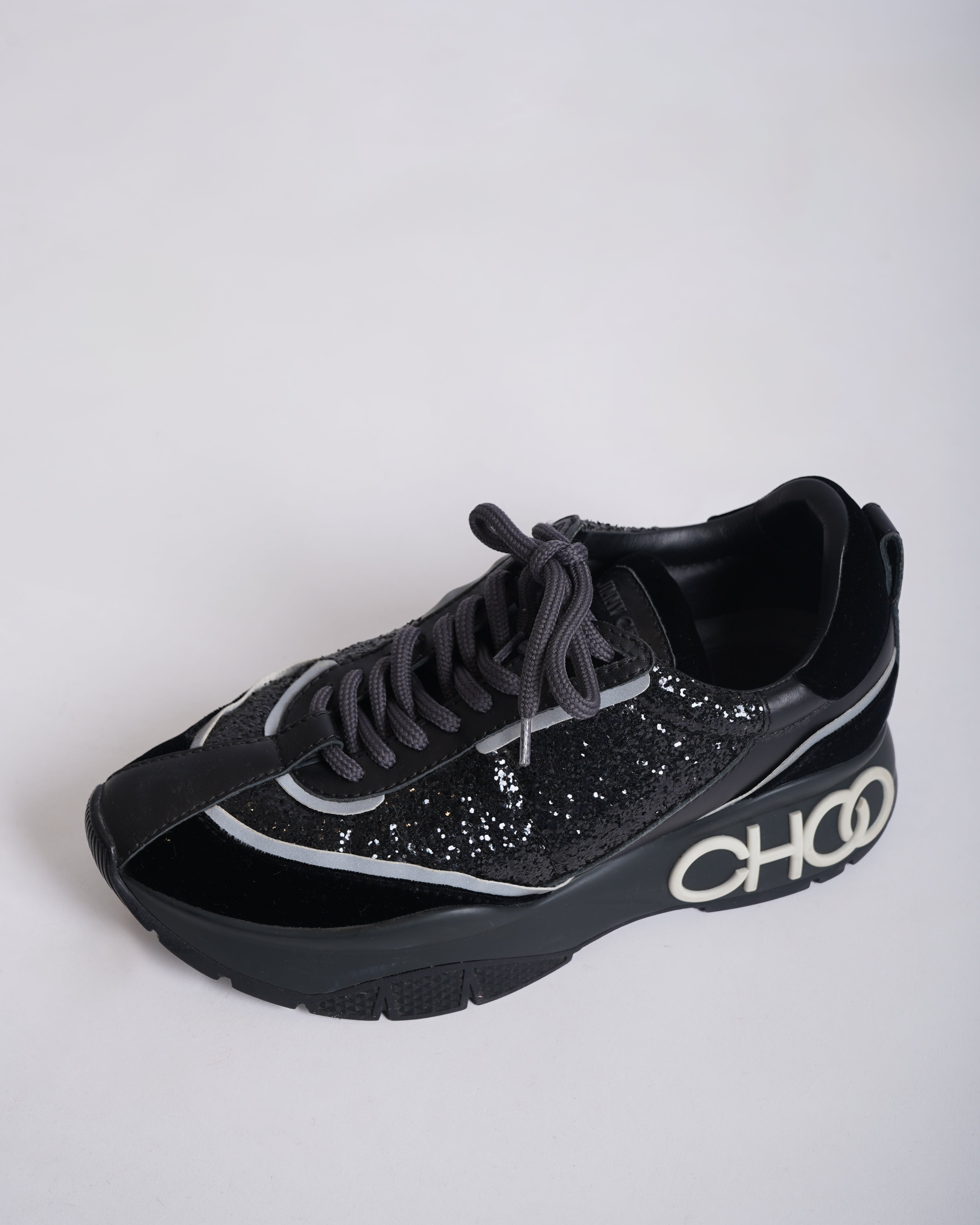 Jimmy Choo Leather Raine Sneakers in Black