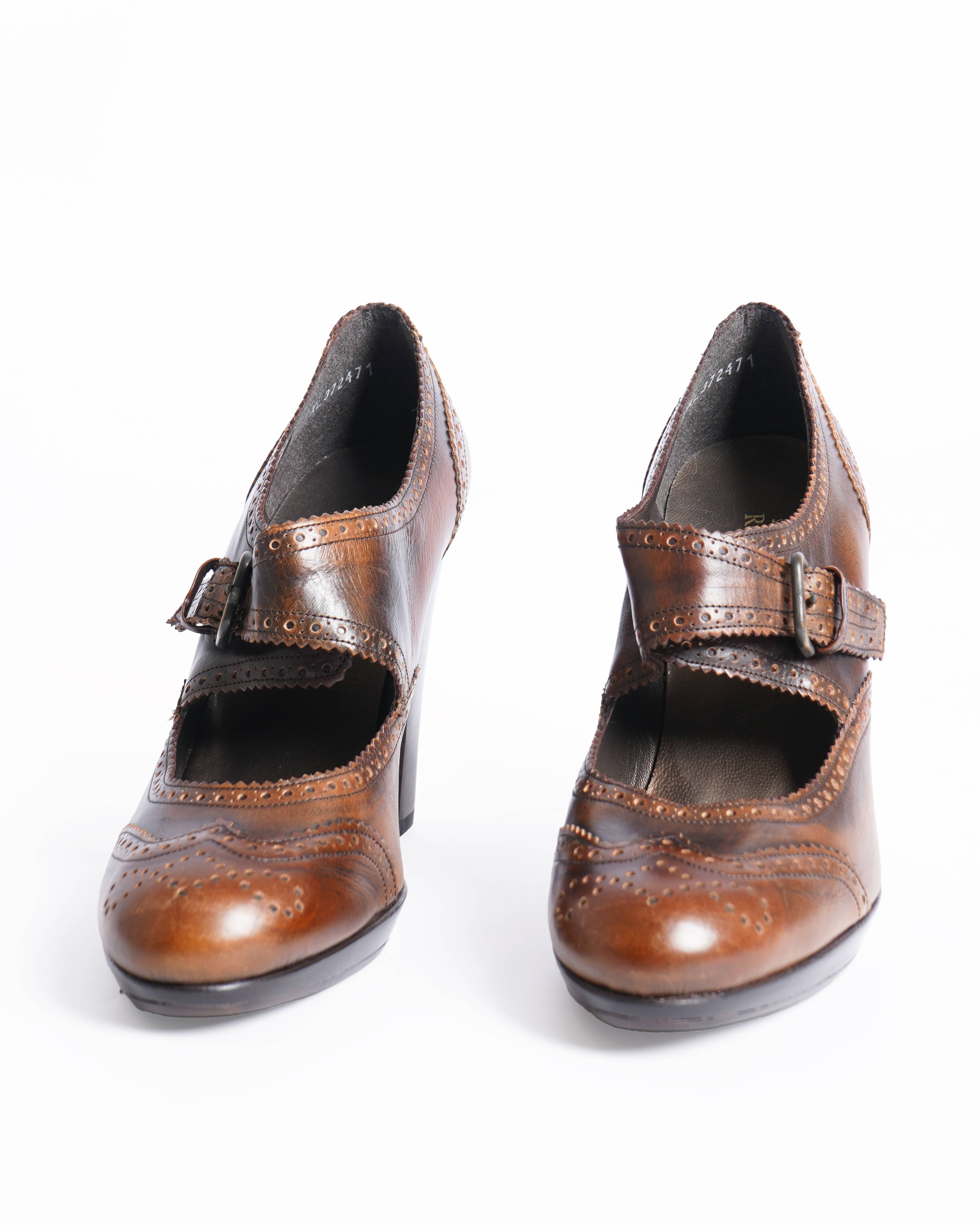 Russell & Bromley Brown Almond Toe Buckle Sandals