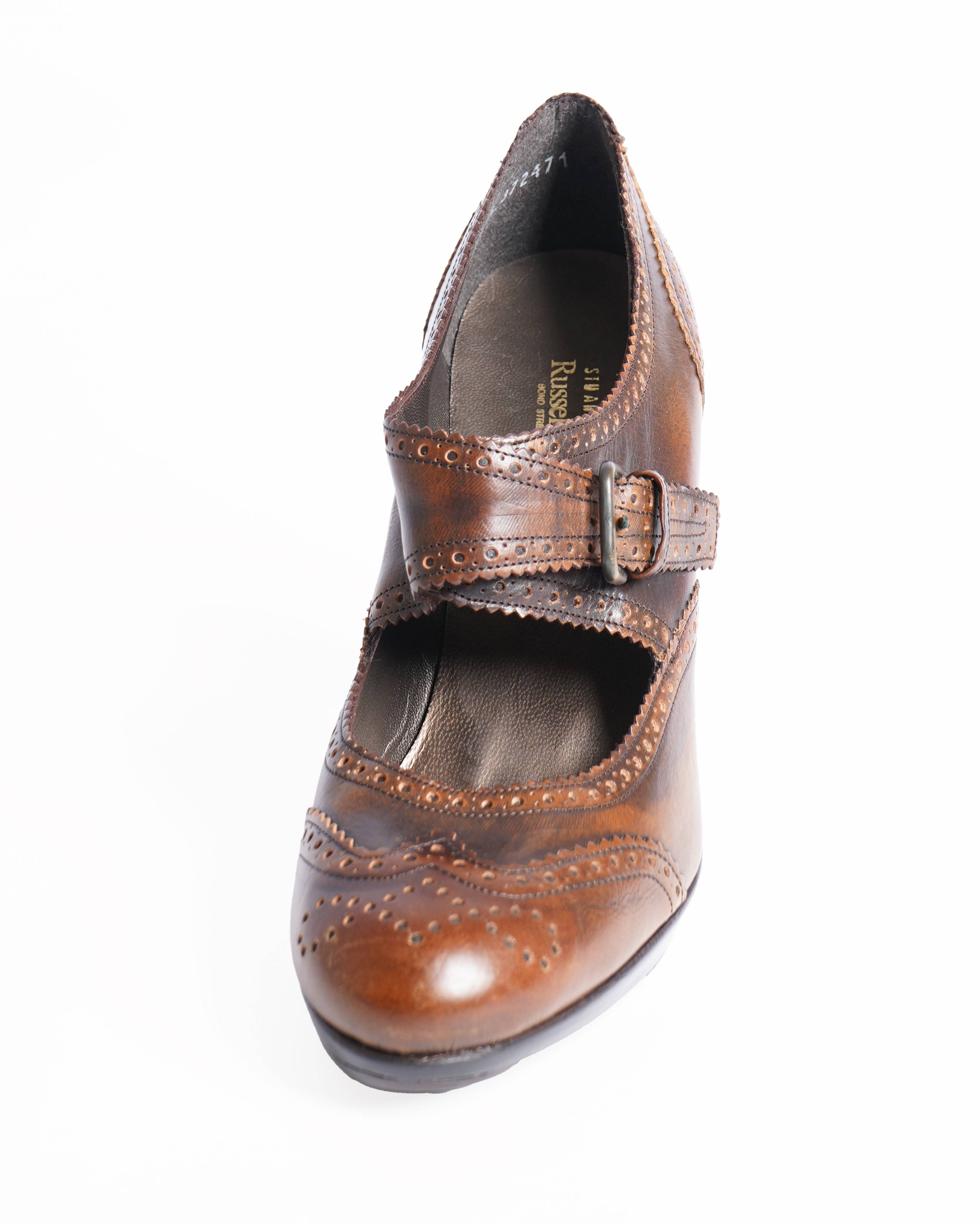 Russell & Bromley Brown Almond Toe Buckle Sandals
