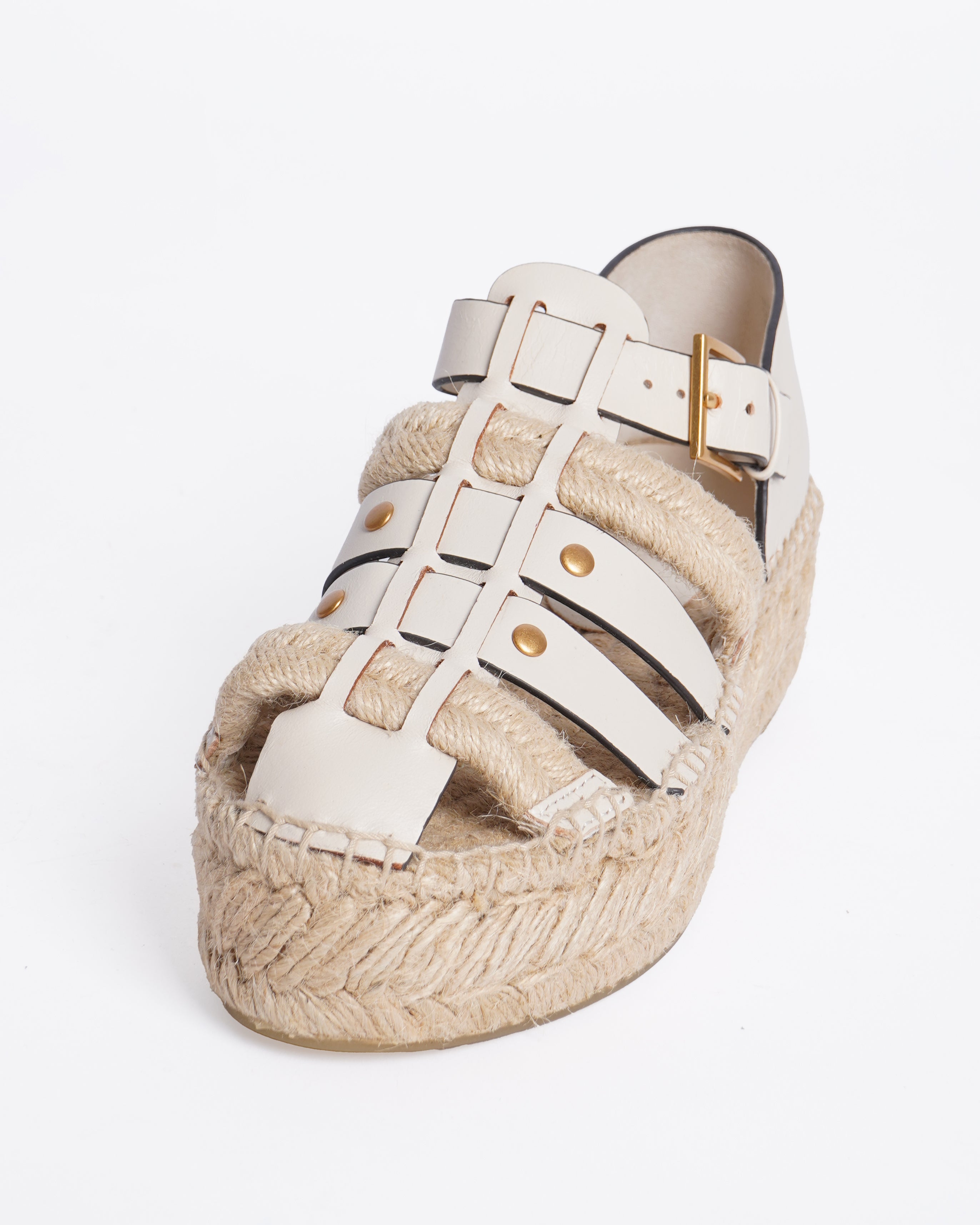 New Tory Burch Cream Espadrille Shoes with Platform Sole
