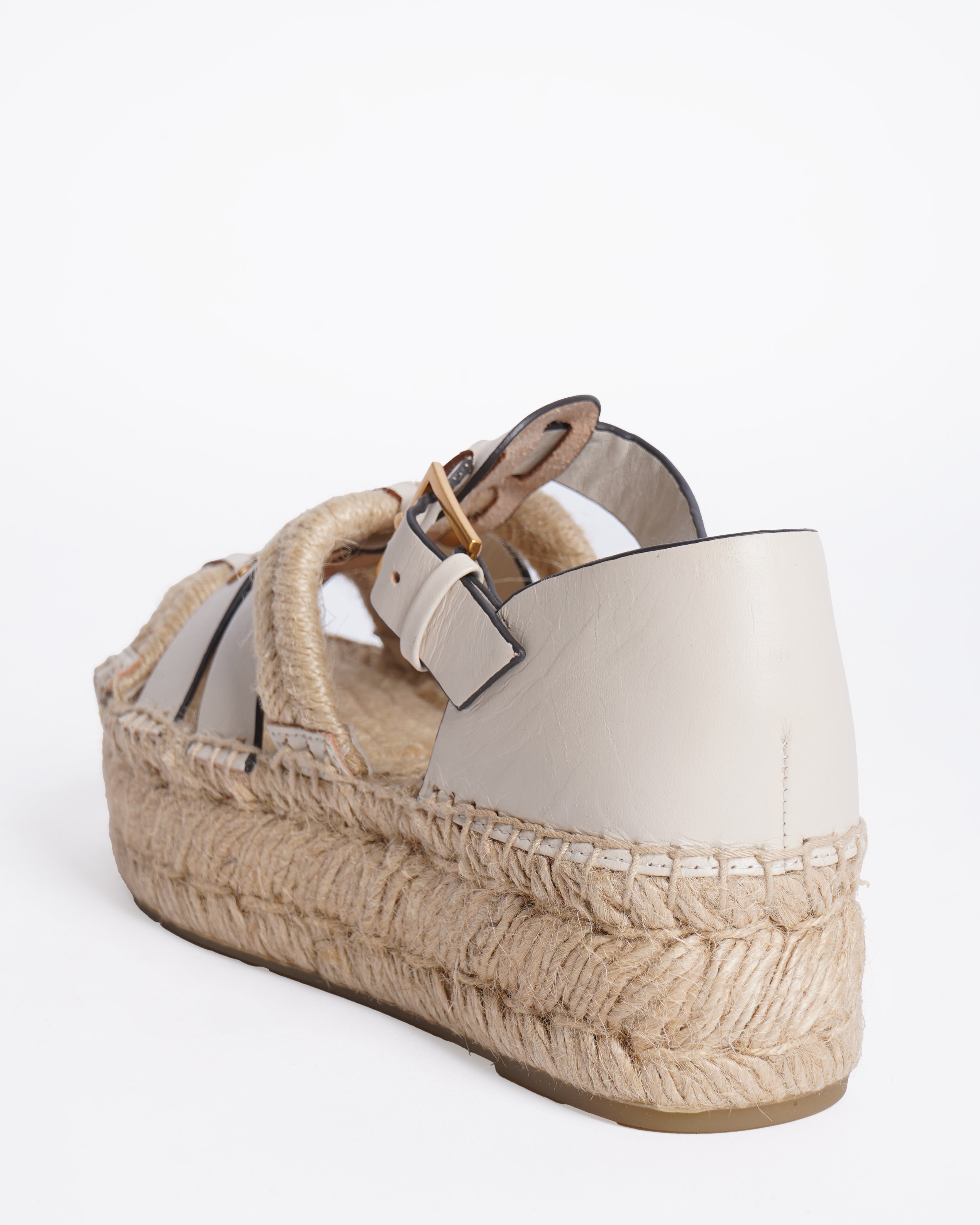 New Tory Burch Cream Espadrille Shoes with Platform Sole