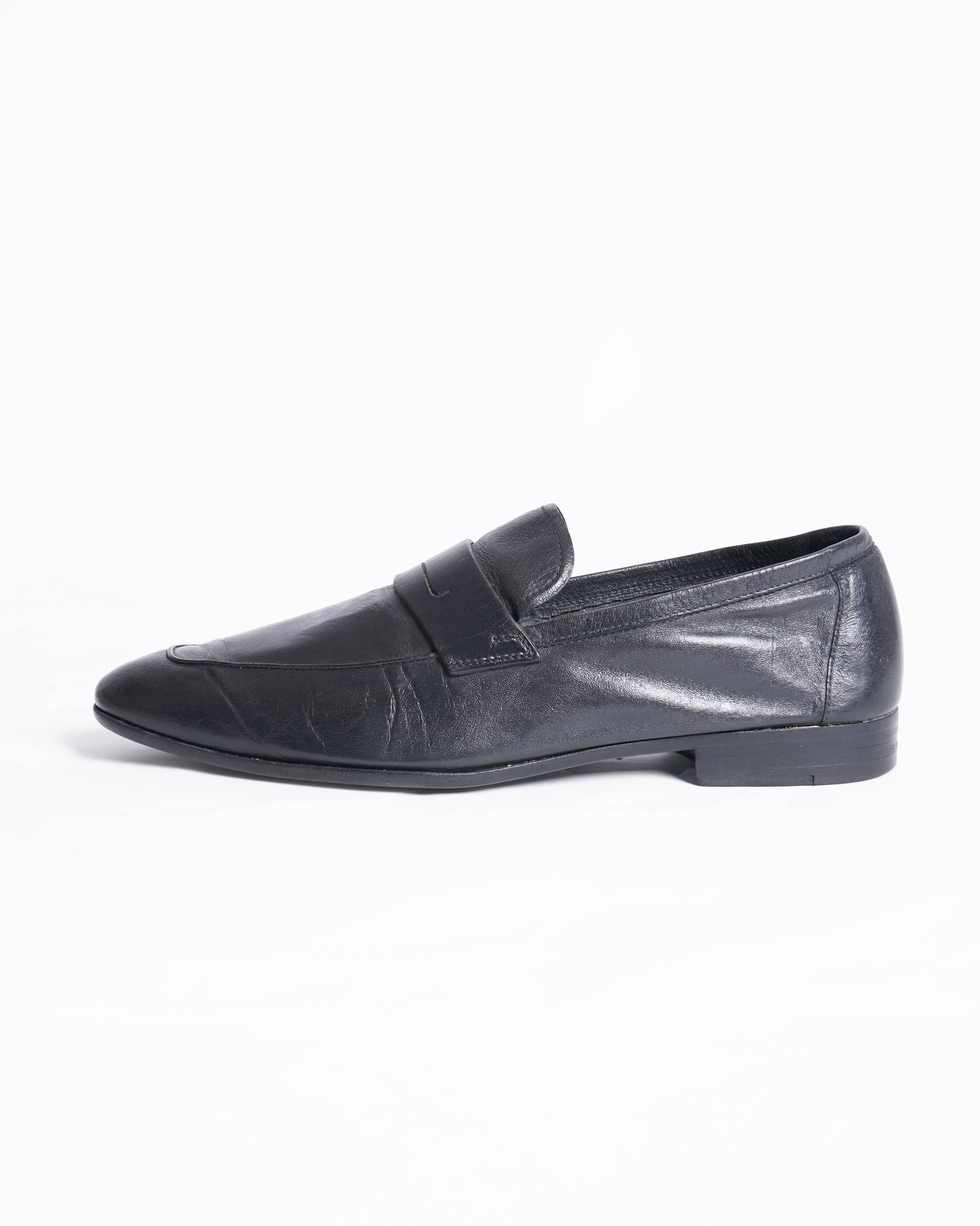 Berluti Lorenzo Kangaroo Loafers in Black Leather
