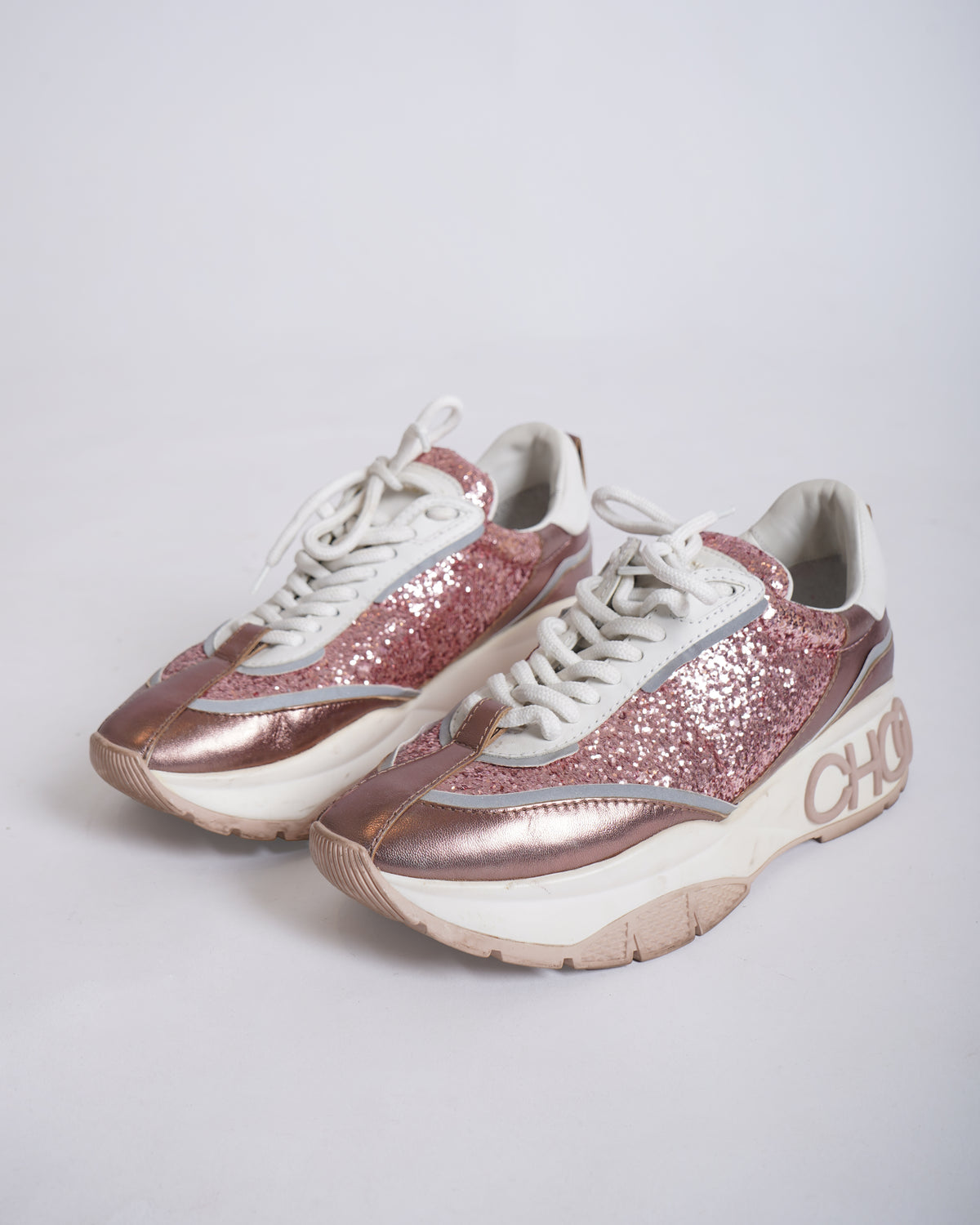 Jimmy Choo Pink Candyfloss Leather Raine Sneakers
