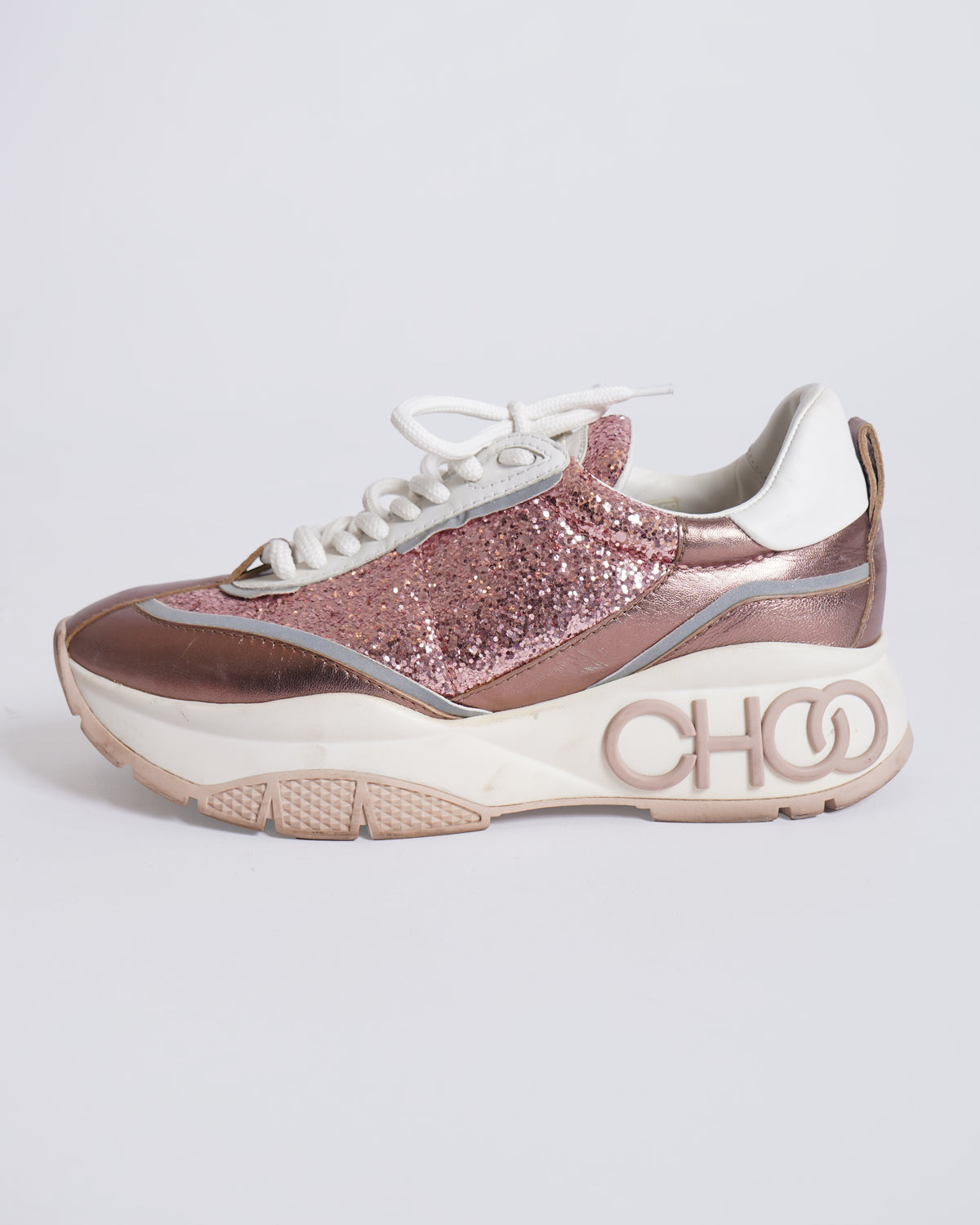 Jimmy Choo Pink Candyfloss Leather Raine Sneakers