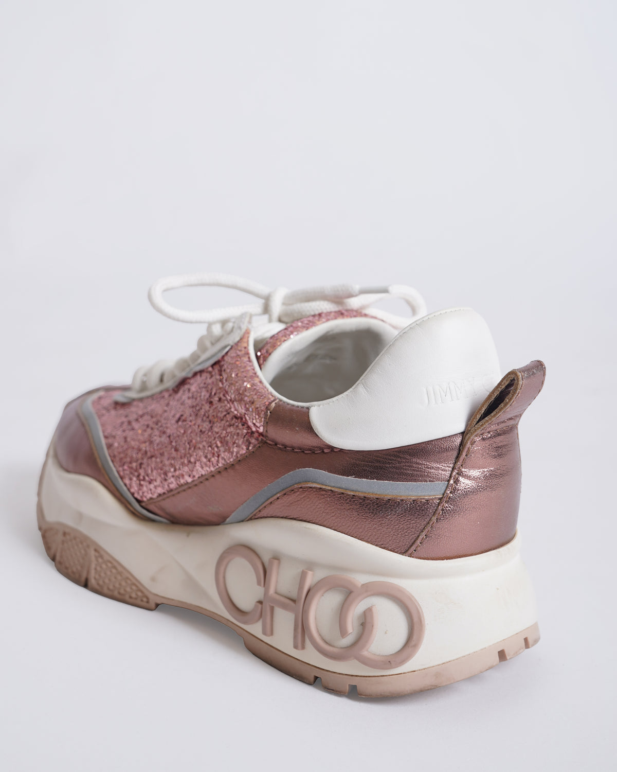 Jimmy Choo Pink Candyfloss Leather Raine Sneakers