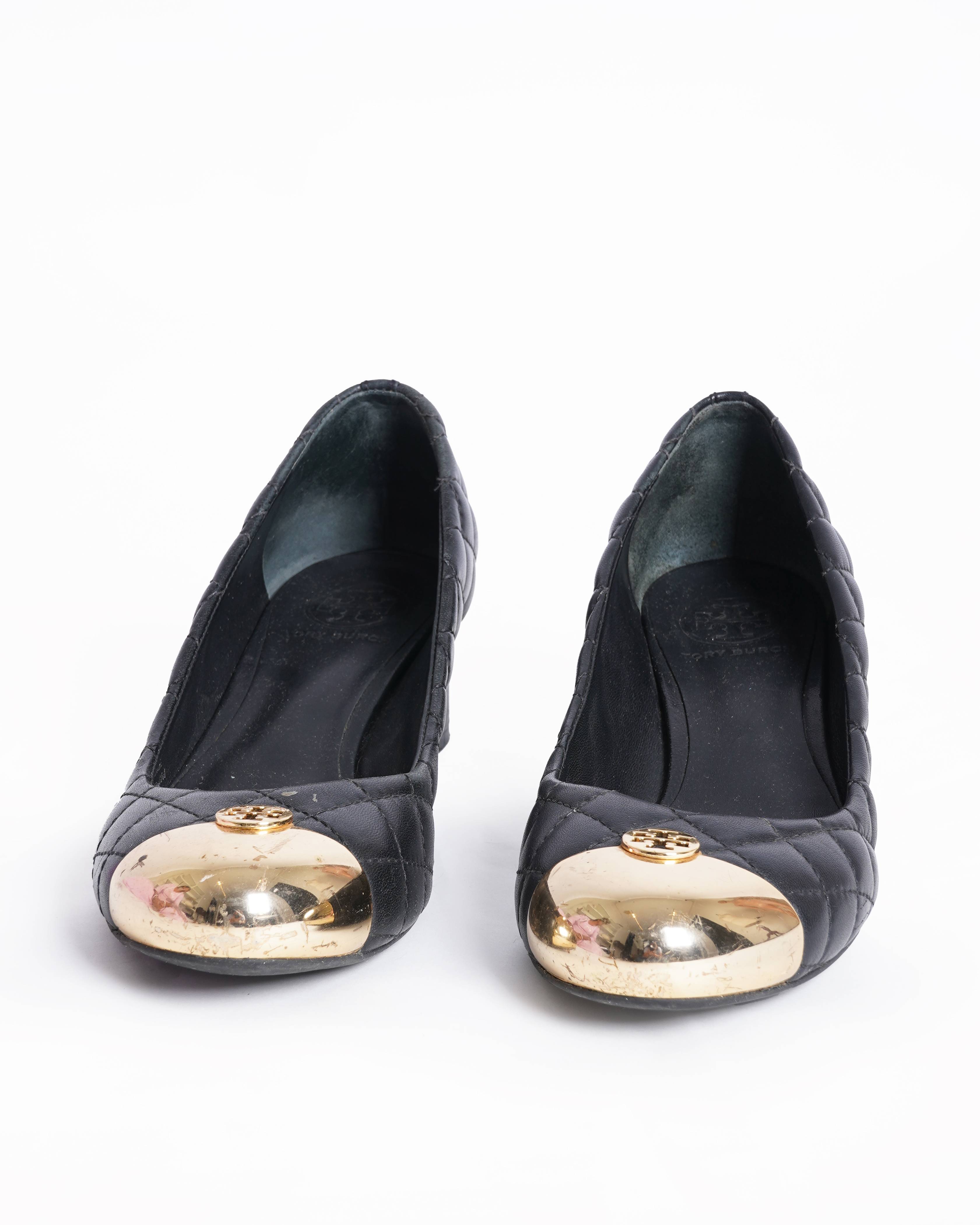 Tory Burch 
Black Leather Ballet Heels