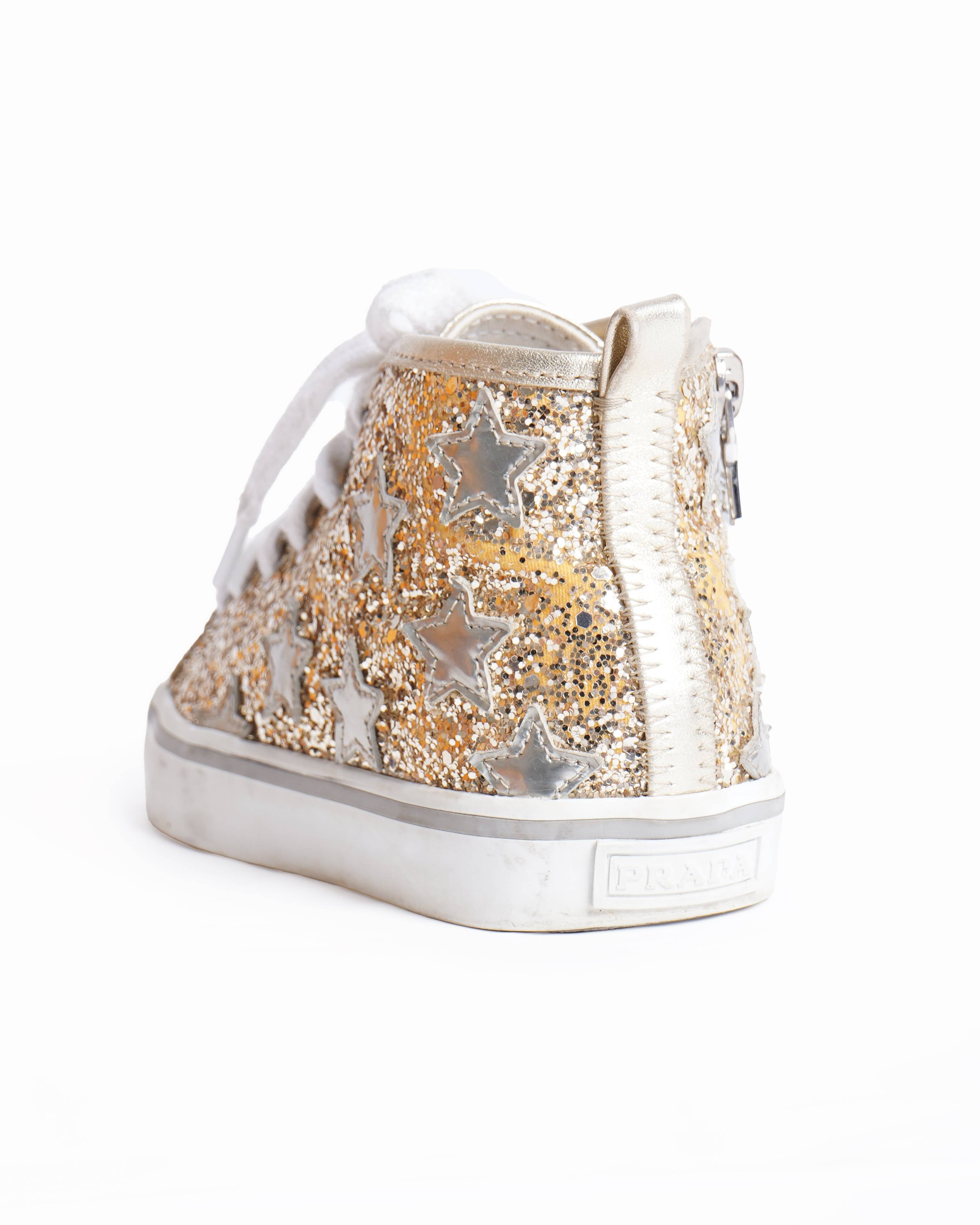 Prada Golden Glitter trainers Kids