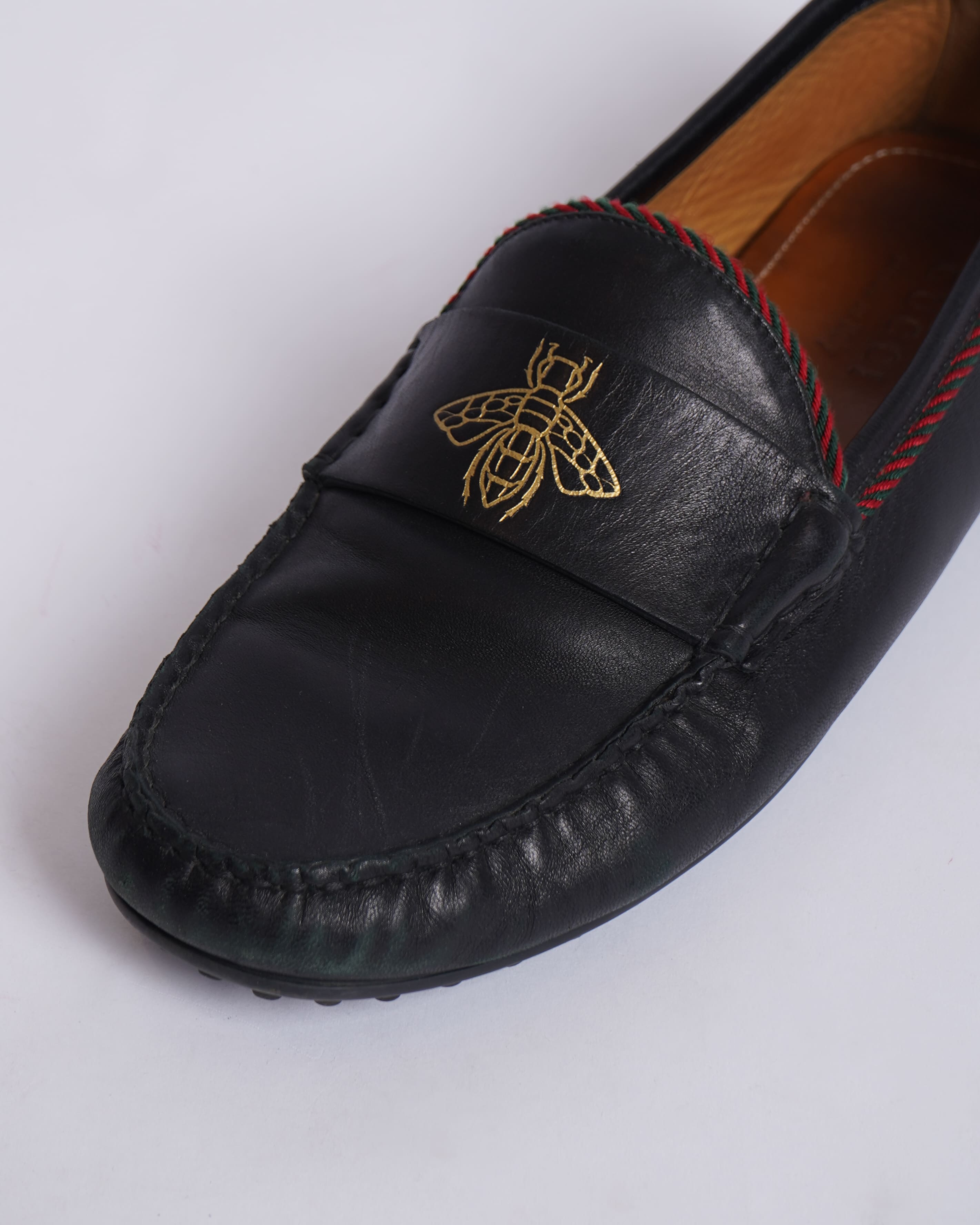 Gucci Men's Leather Bee Loafers