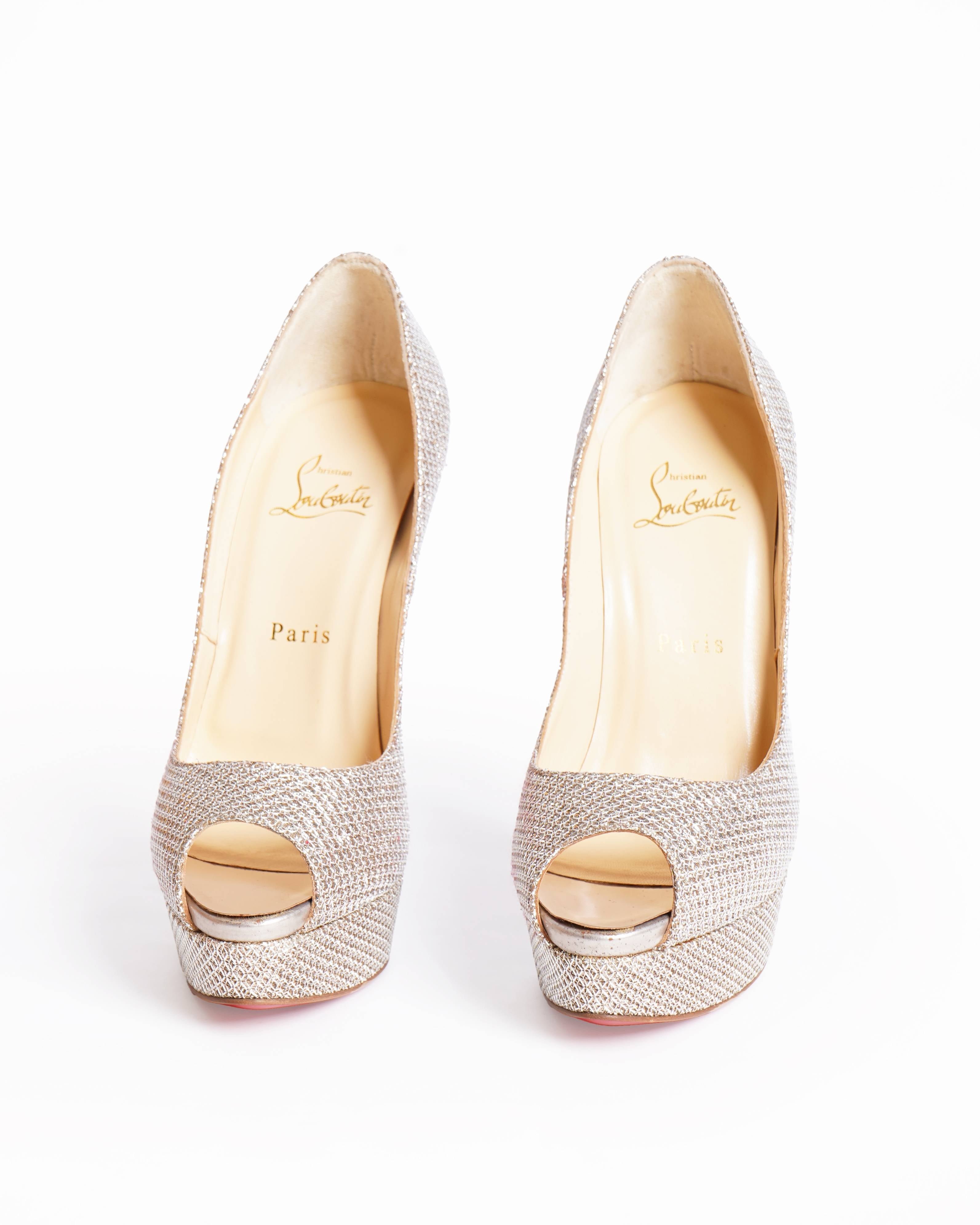 New Christian louboutin fetish peep 150 glitter heels