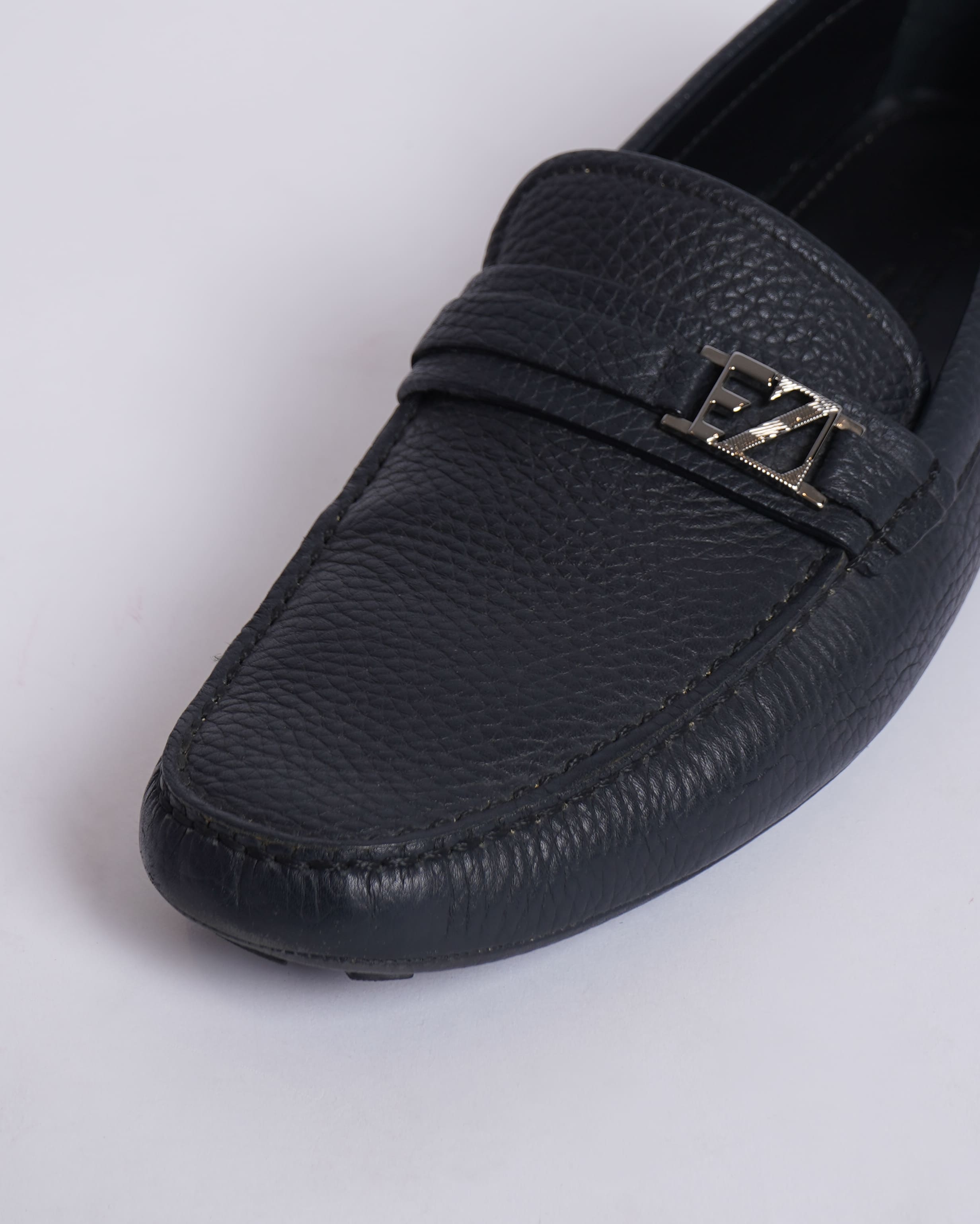 Ermenegildo Zegna Men's Pebbled Leather Loafers in Black