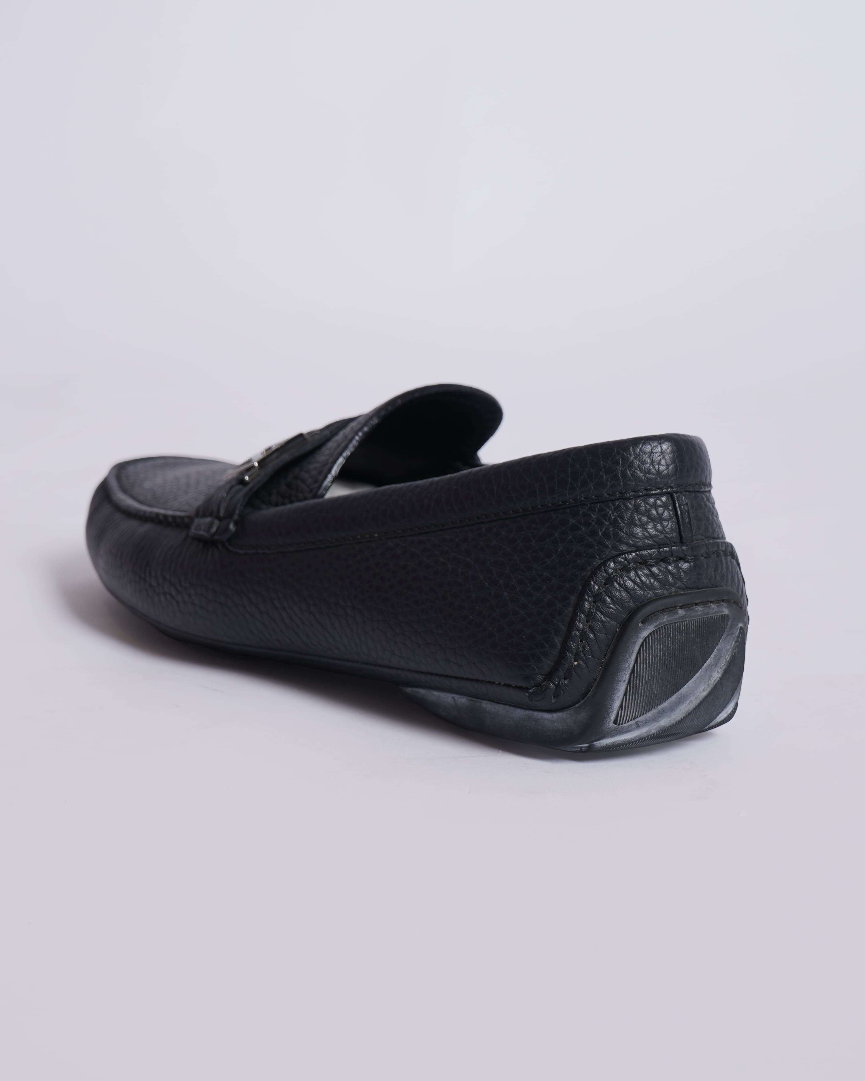 Ermenegildo Zegna Men's Pebbled Leather Loafers in Black