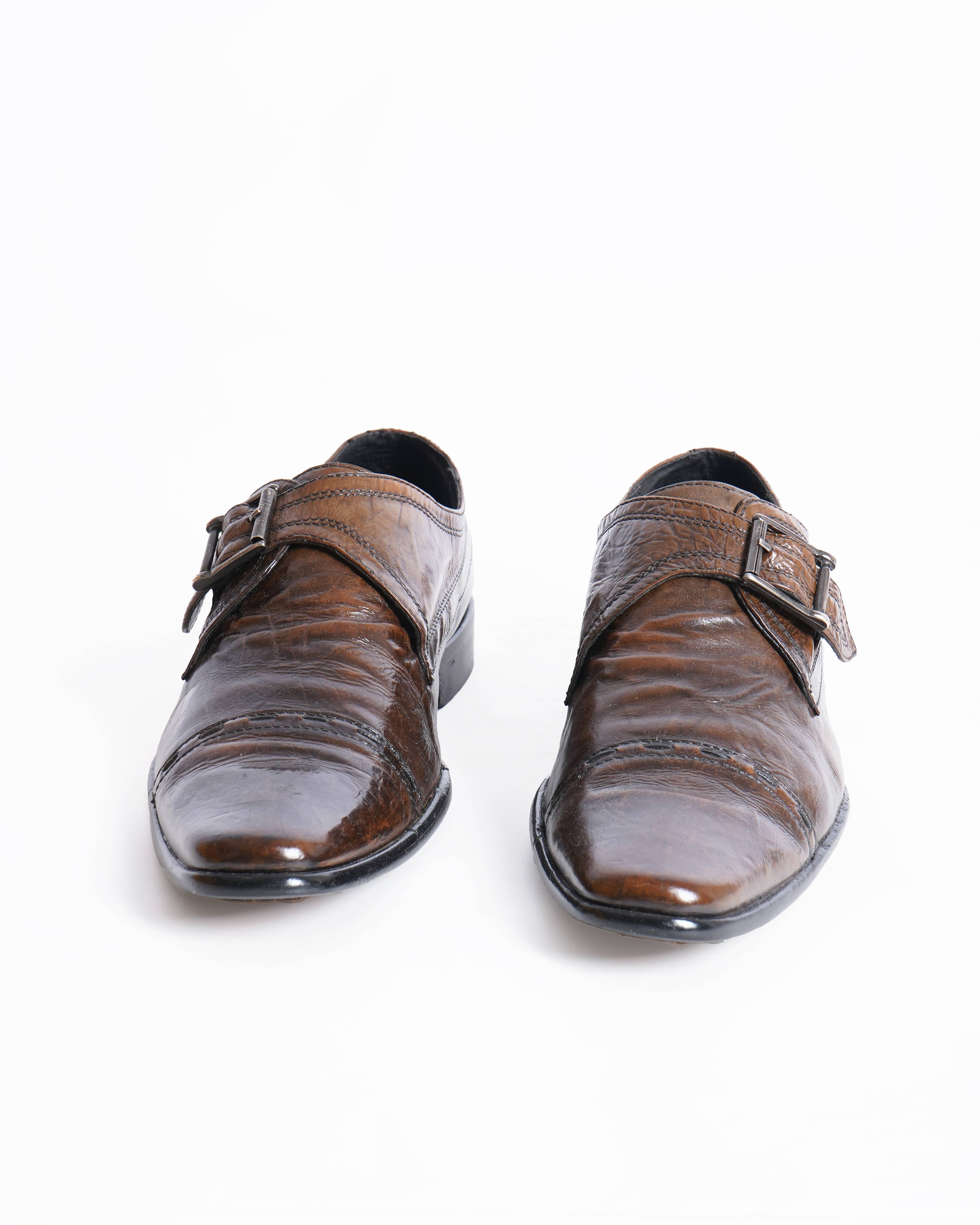 Gianni Versace Mens Monk Strap Leather Shoes