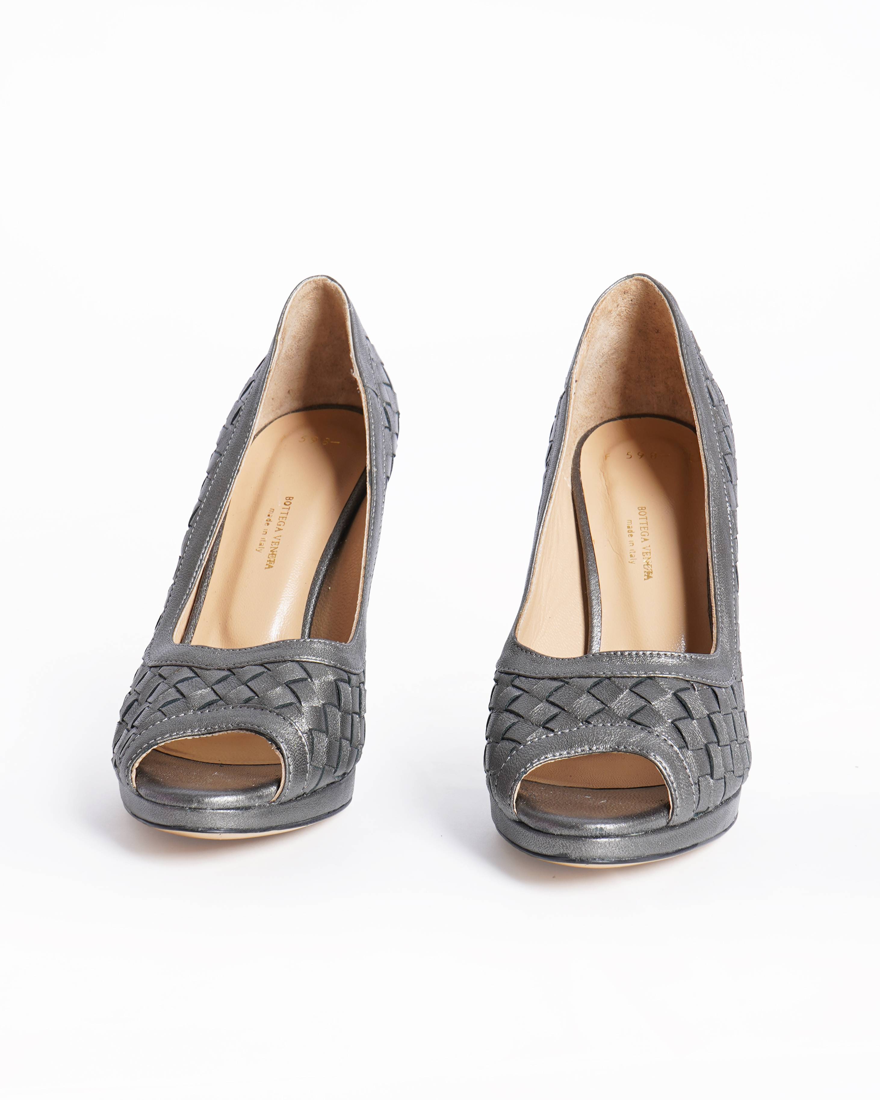 Bottega Veneta Nappa Leather Peep Toe Pumps