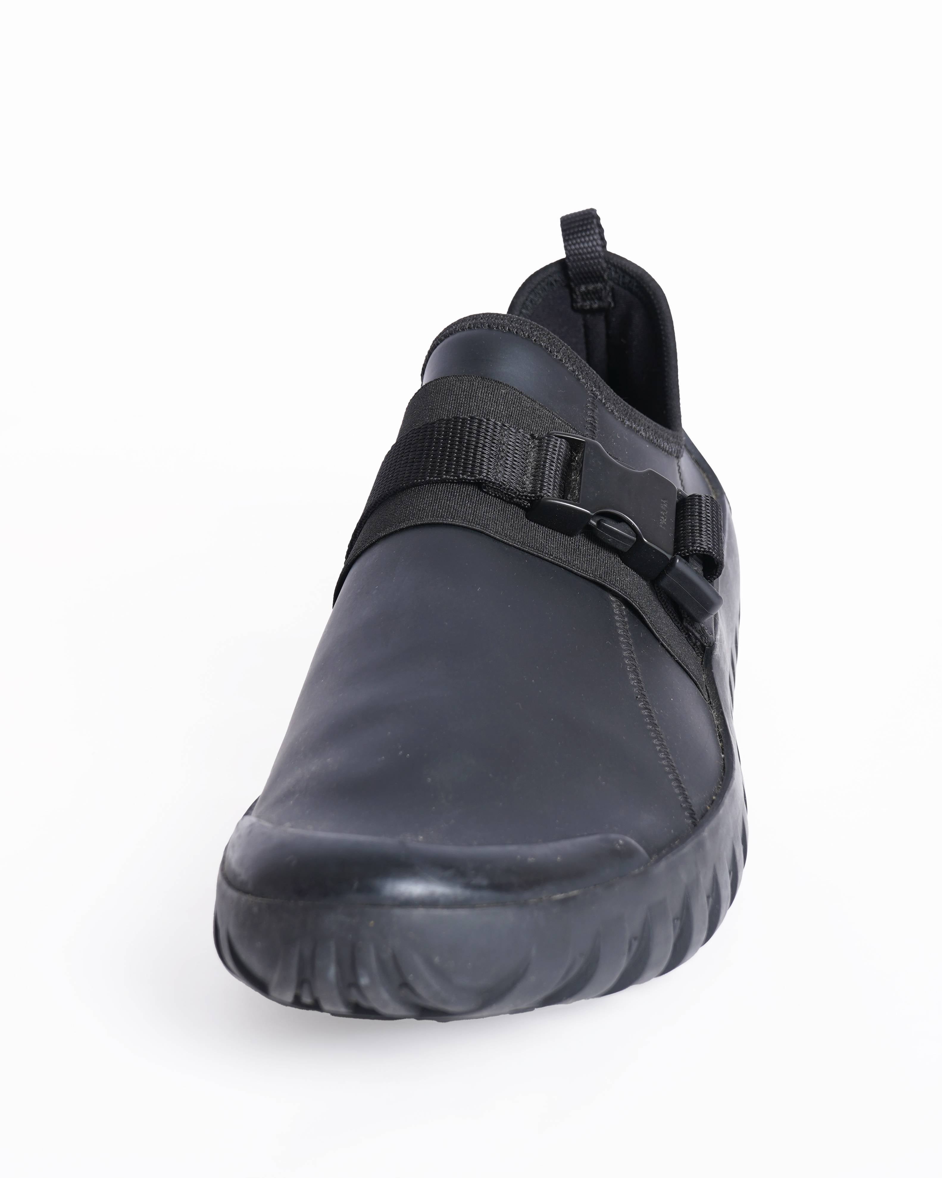 Prada black leather sneakers