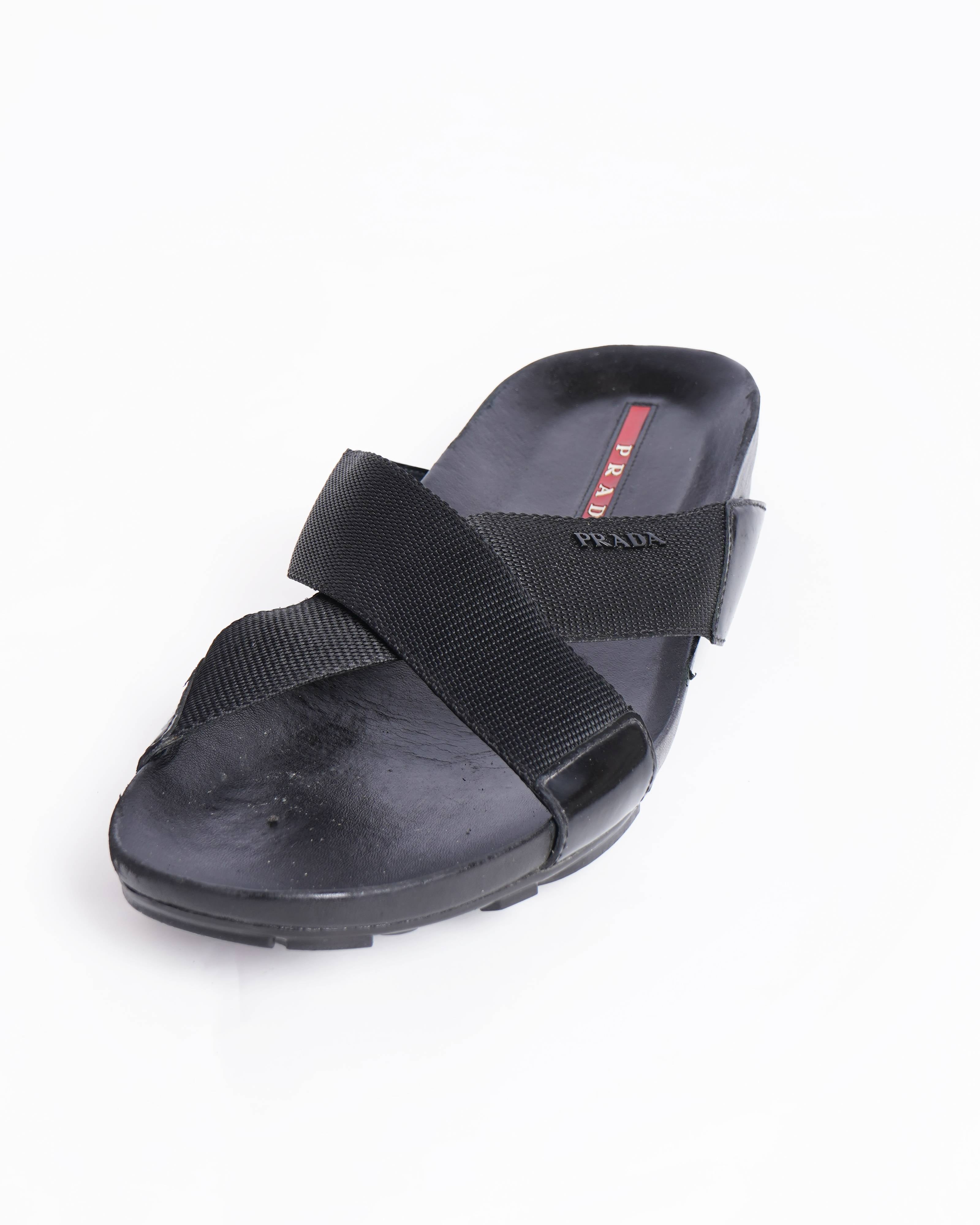 Prada criss cross sandals in black