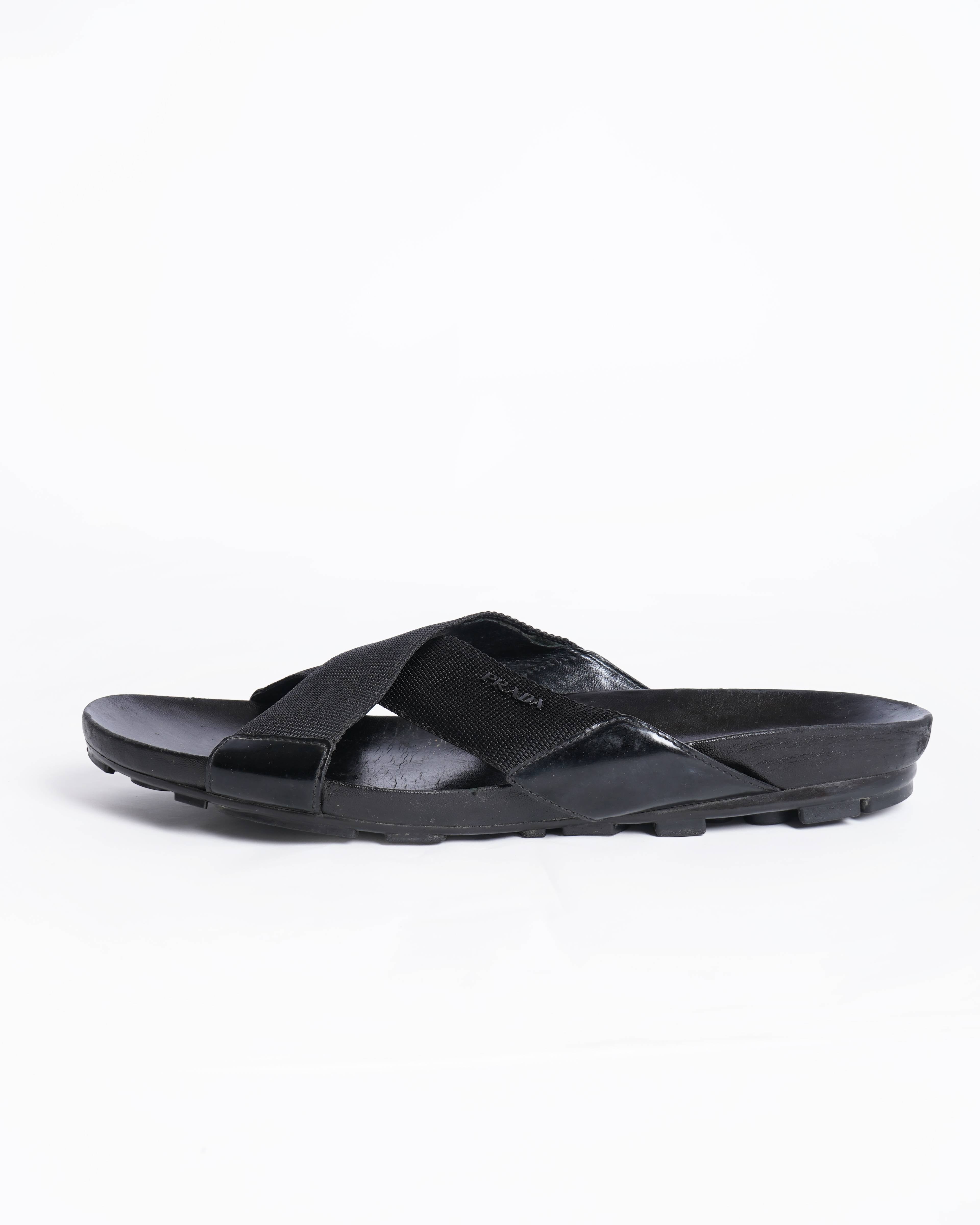 Prada criss cross sandals in black