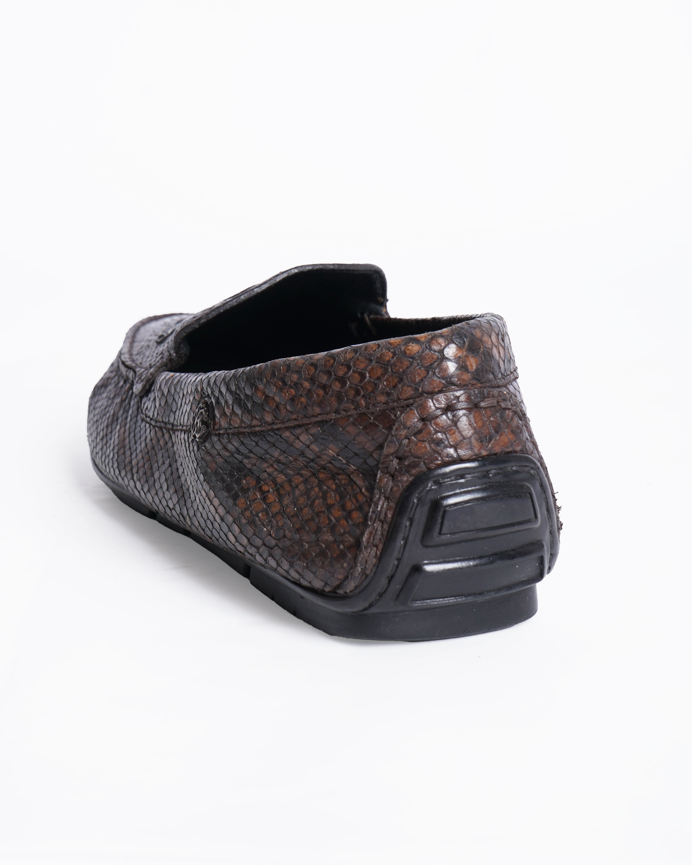 Roberto cavalli brown snake embossed loafers