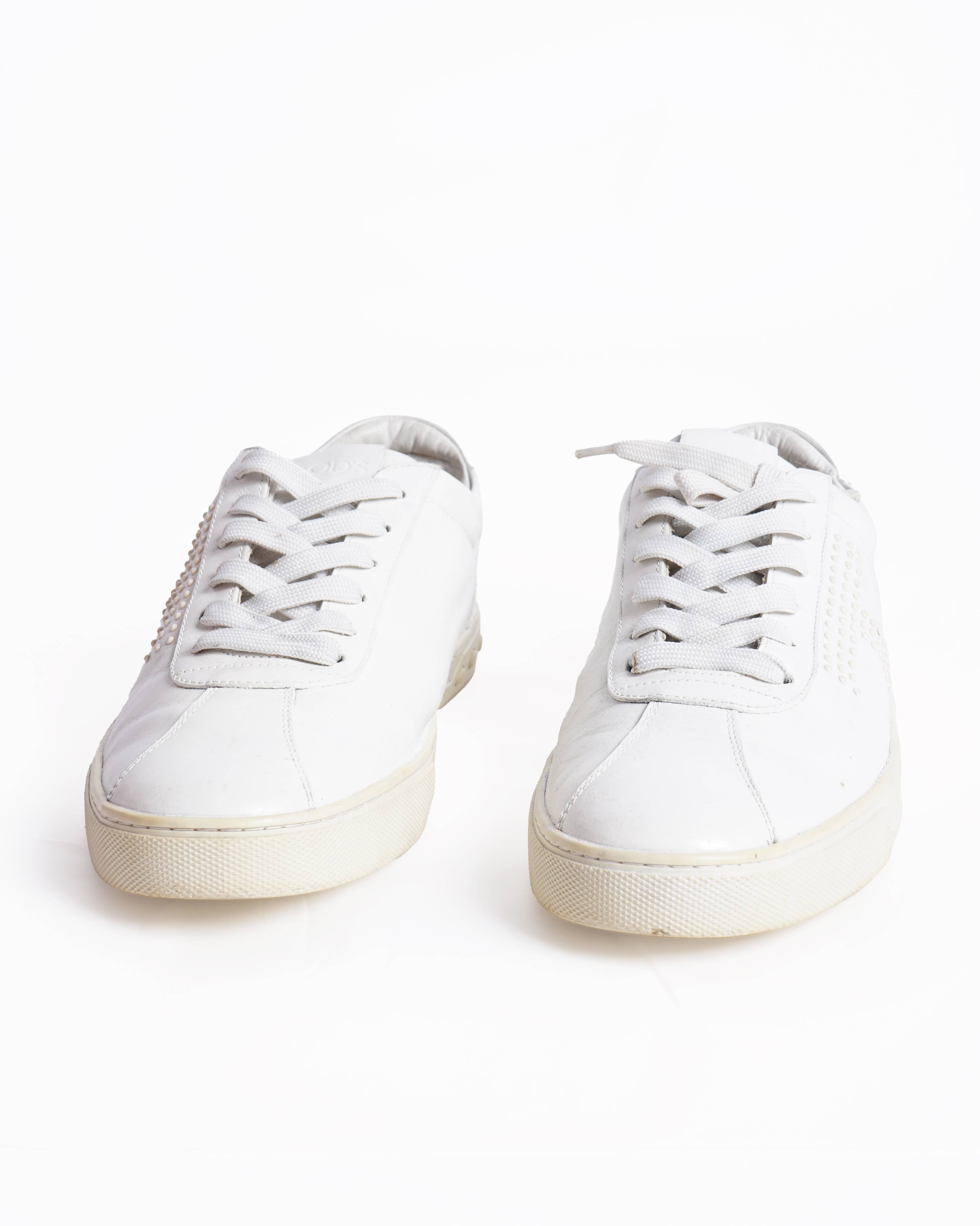 Tod's Sneakers White Leather Lace Up Sneakers