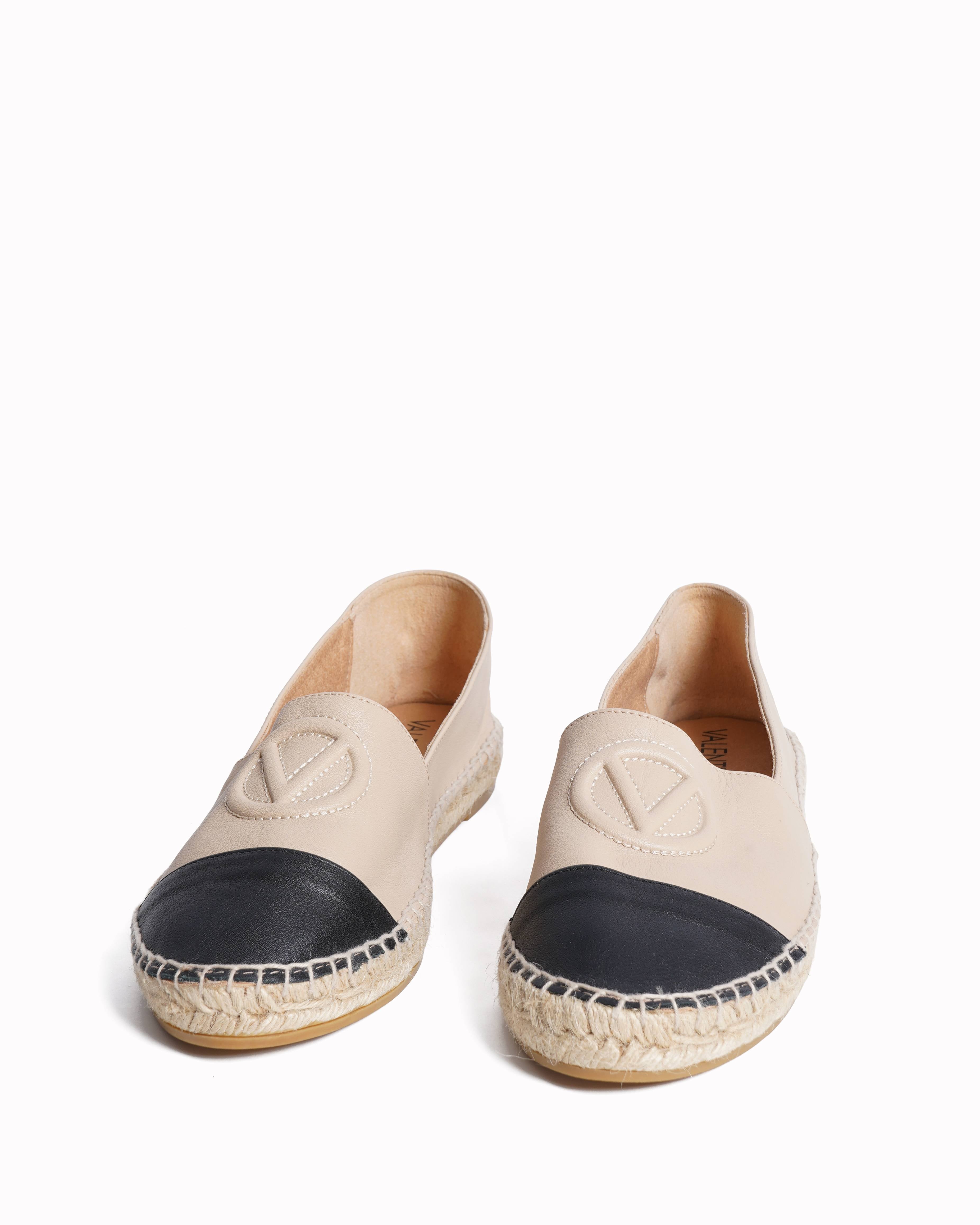 New Valentino Leather Espadrille Slip-Ons shoes