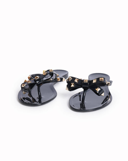 Valentino Rock Stud black strappy flats