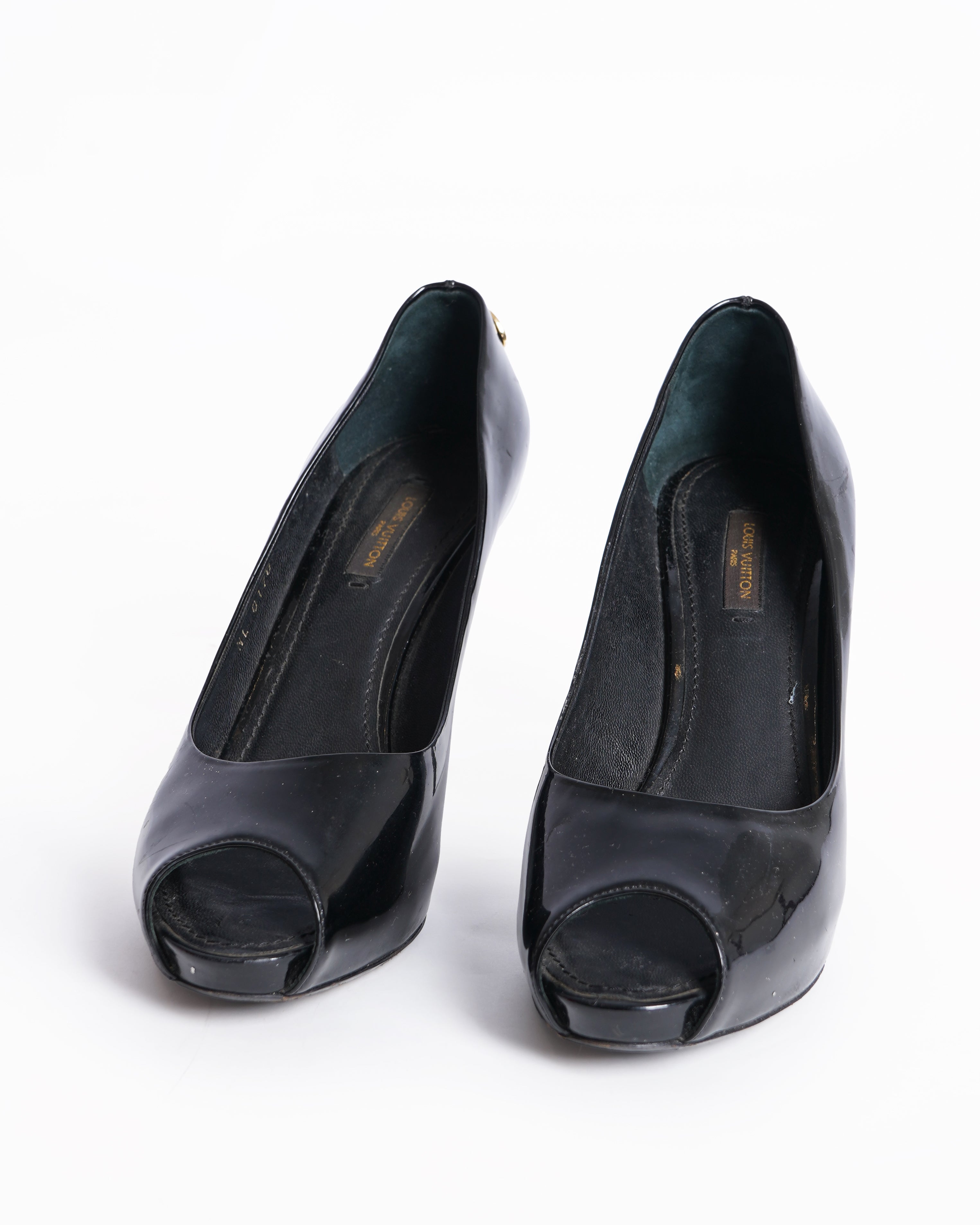 Louis vuitton black peep toe heels