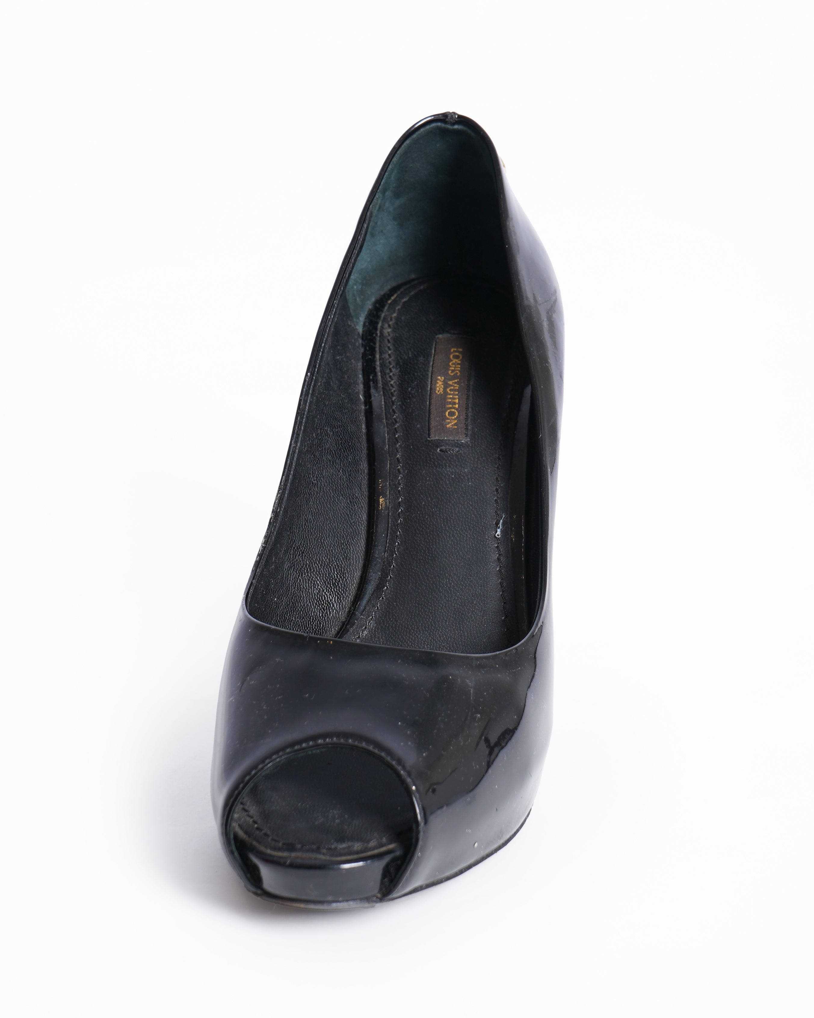 Louis vuitton black peep toe heels