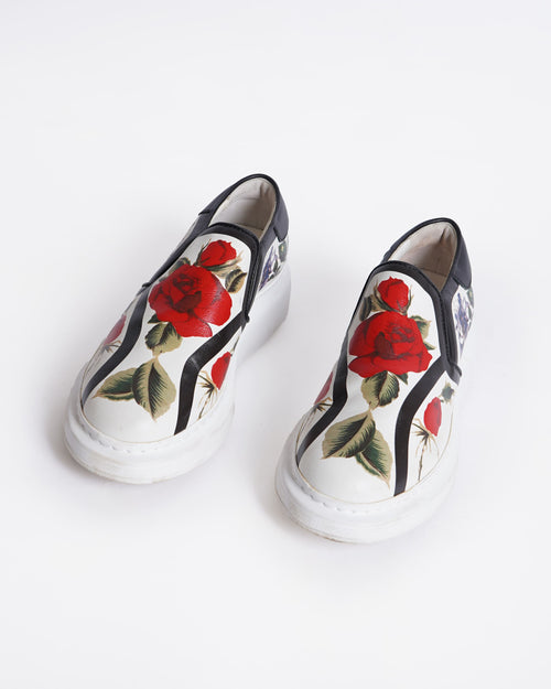 Alexandar mcqueen floral slip on loafers